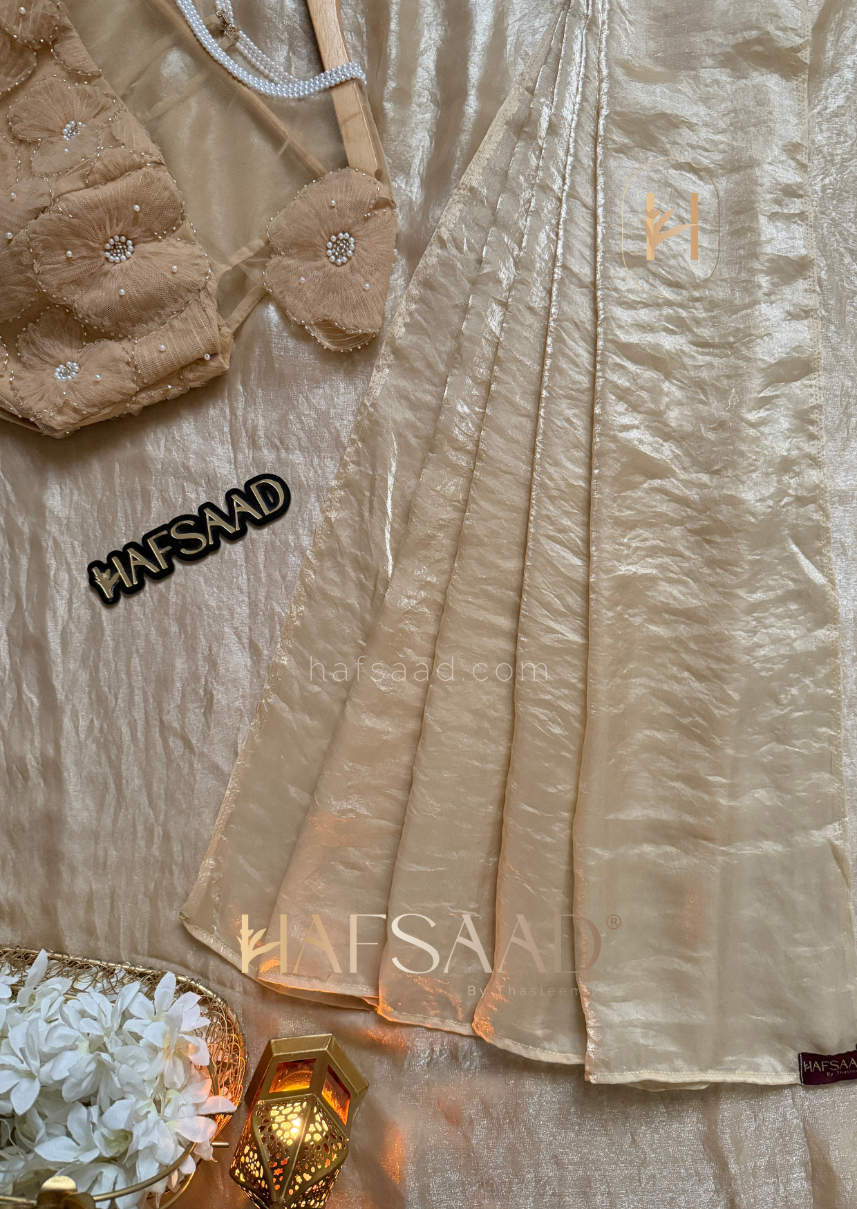 Cassie pearl - Space silk saree (Beige)