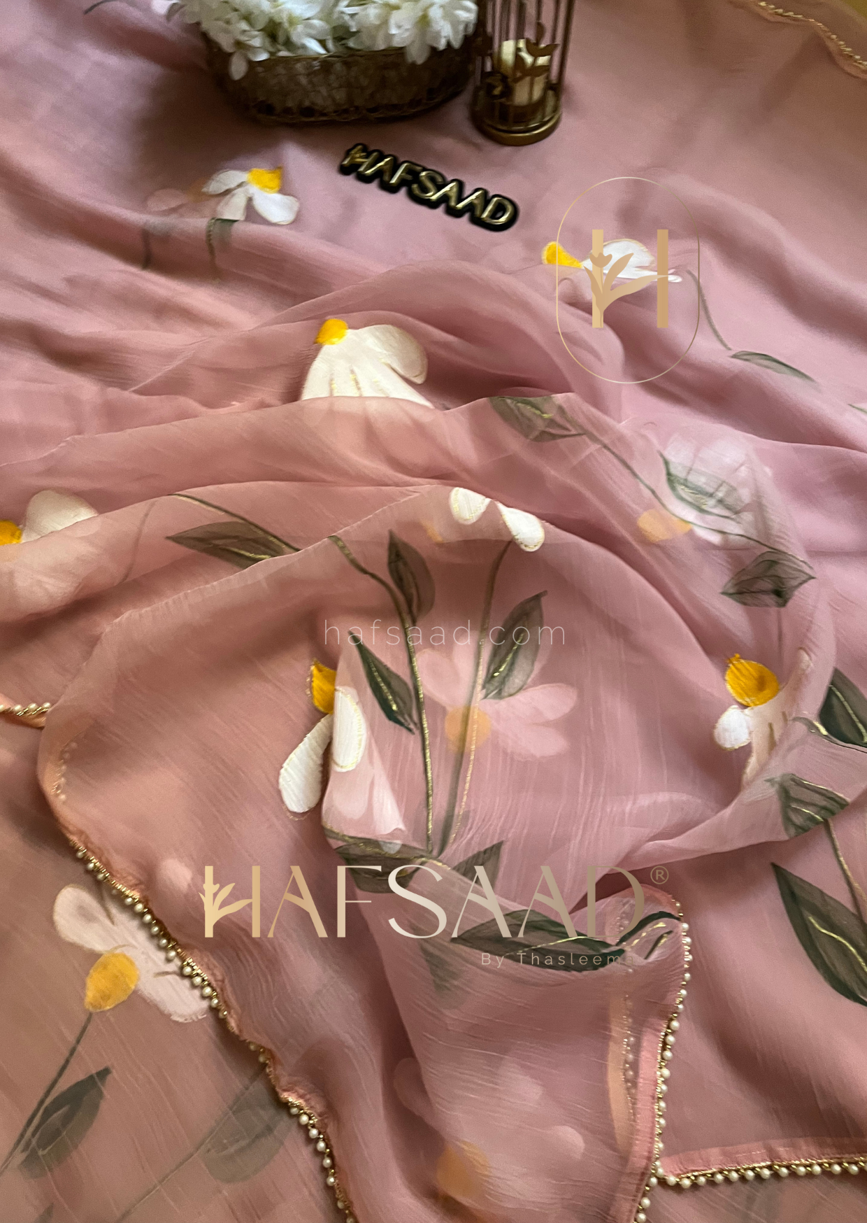 Aria - Glass chiffon saree ( Pink )