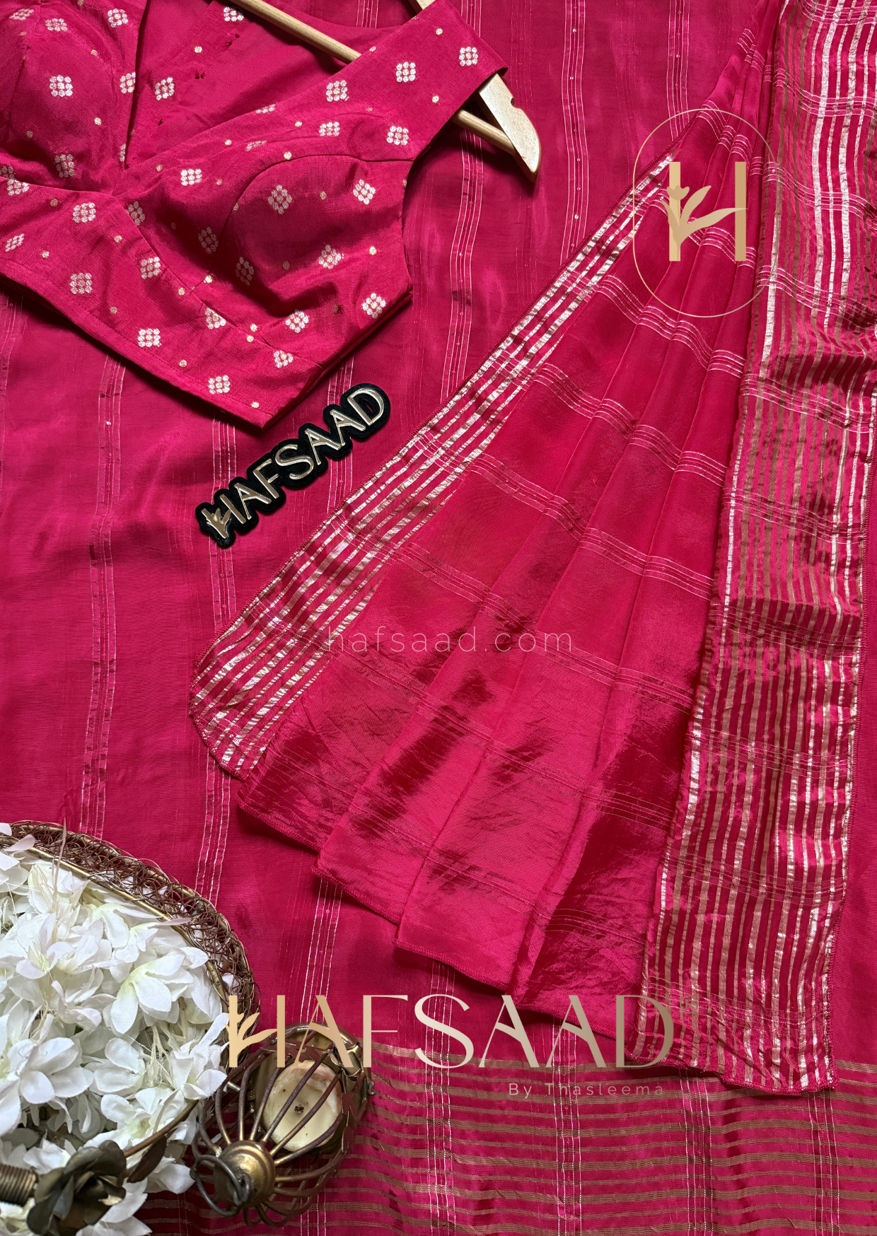 Ria - Premium blended silk saree (Pink)