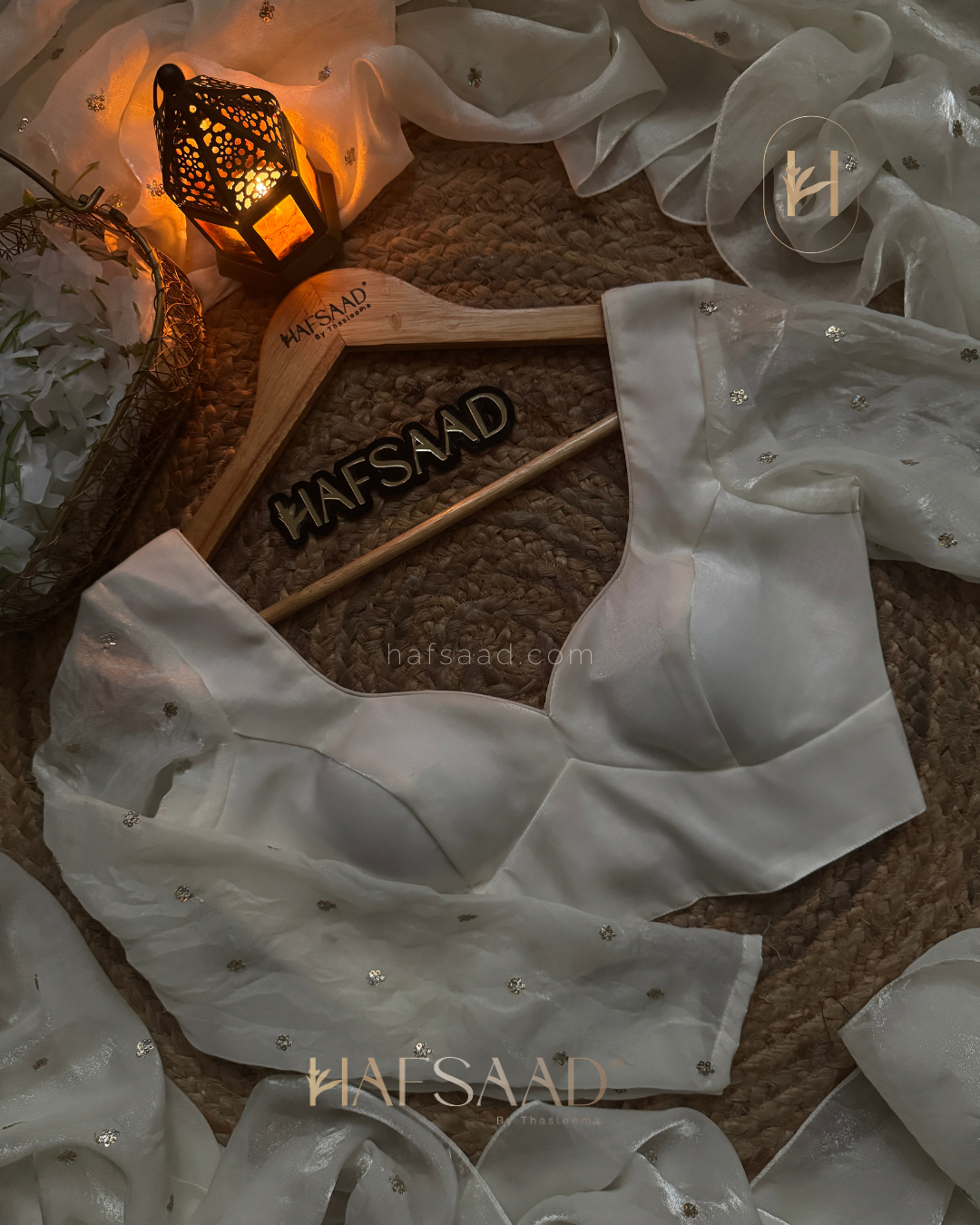 Hani- Stardust Satin Saree (White)