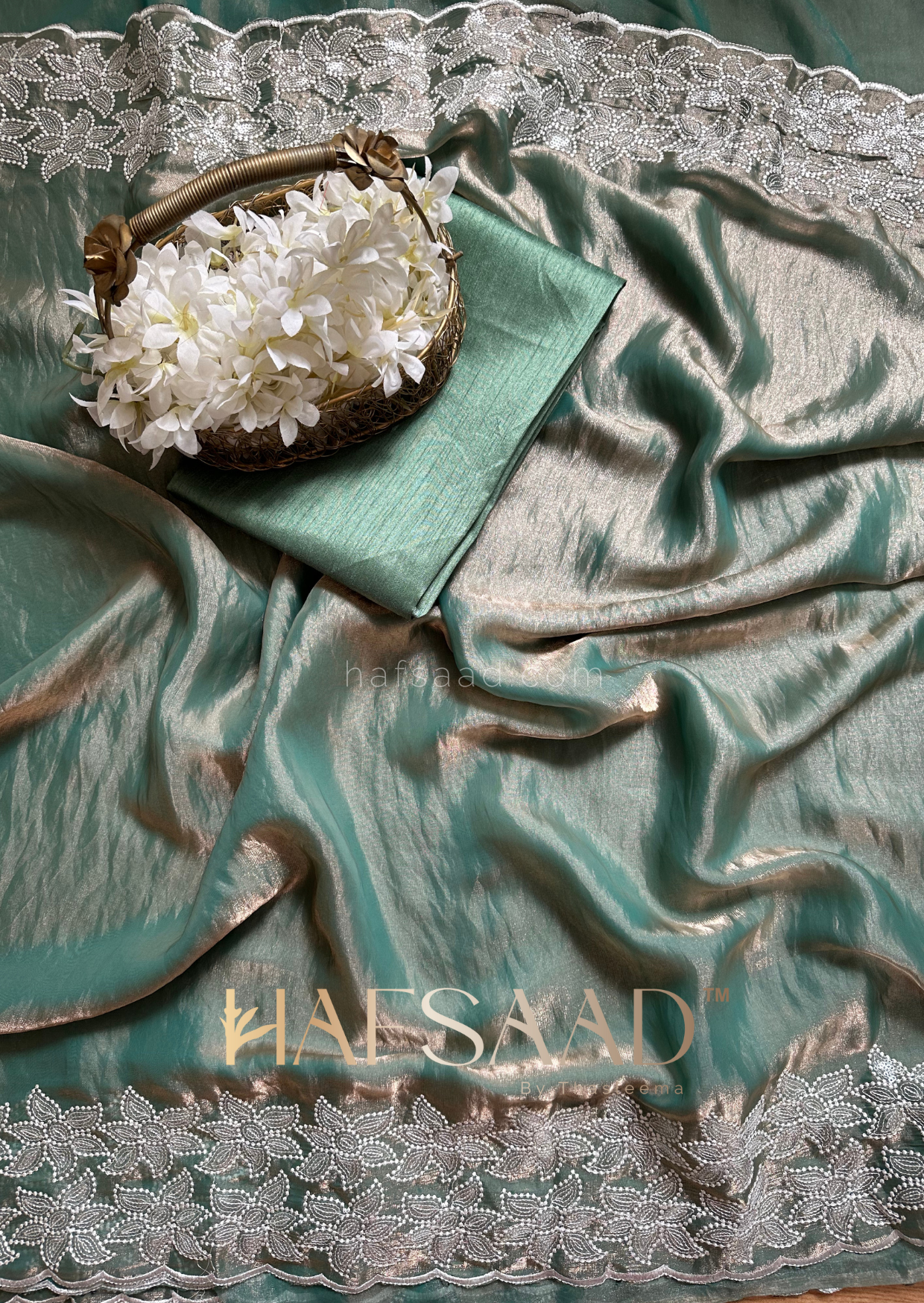 Niki- Soft satin organza (Teal green)