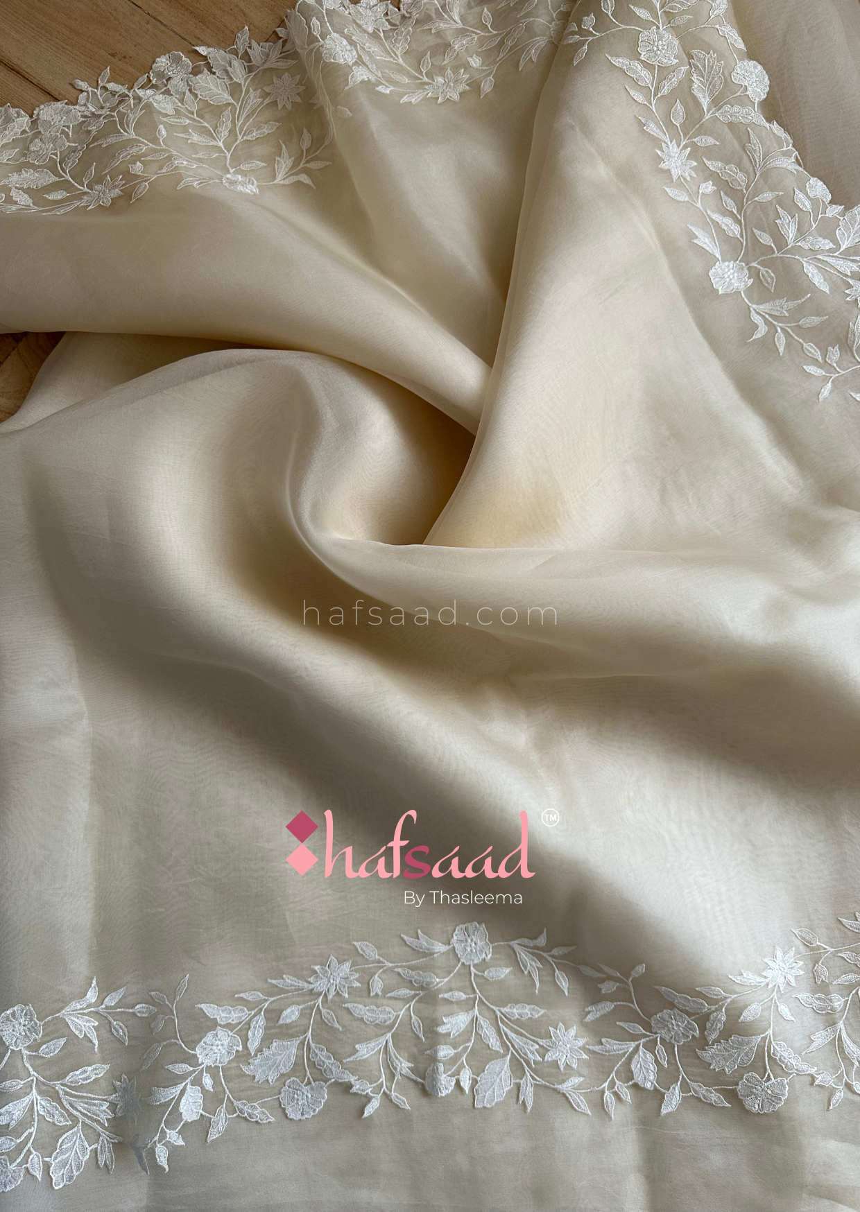 Roop- Pure organza silk saree (Whipped cream)