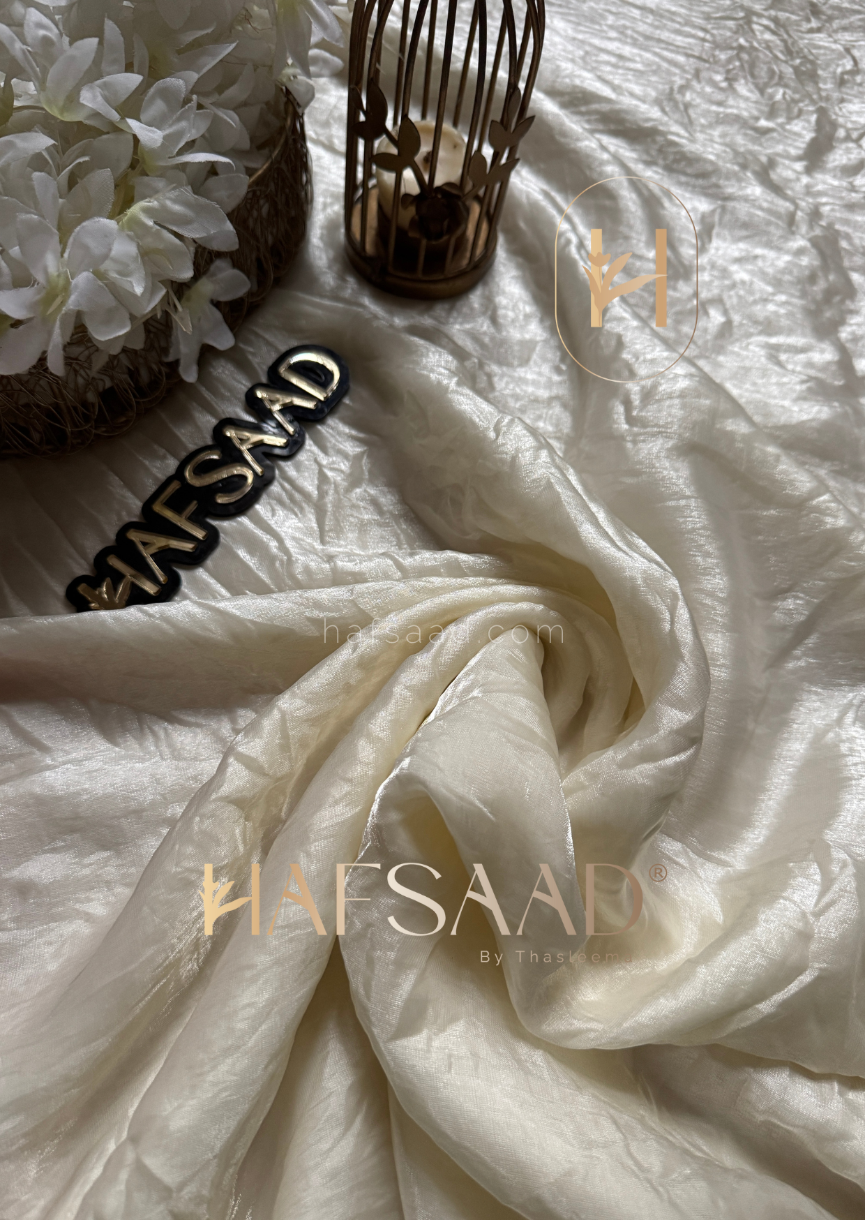 Carol - Stardust satin saree (White)