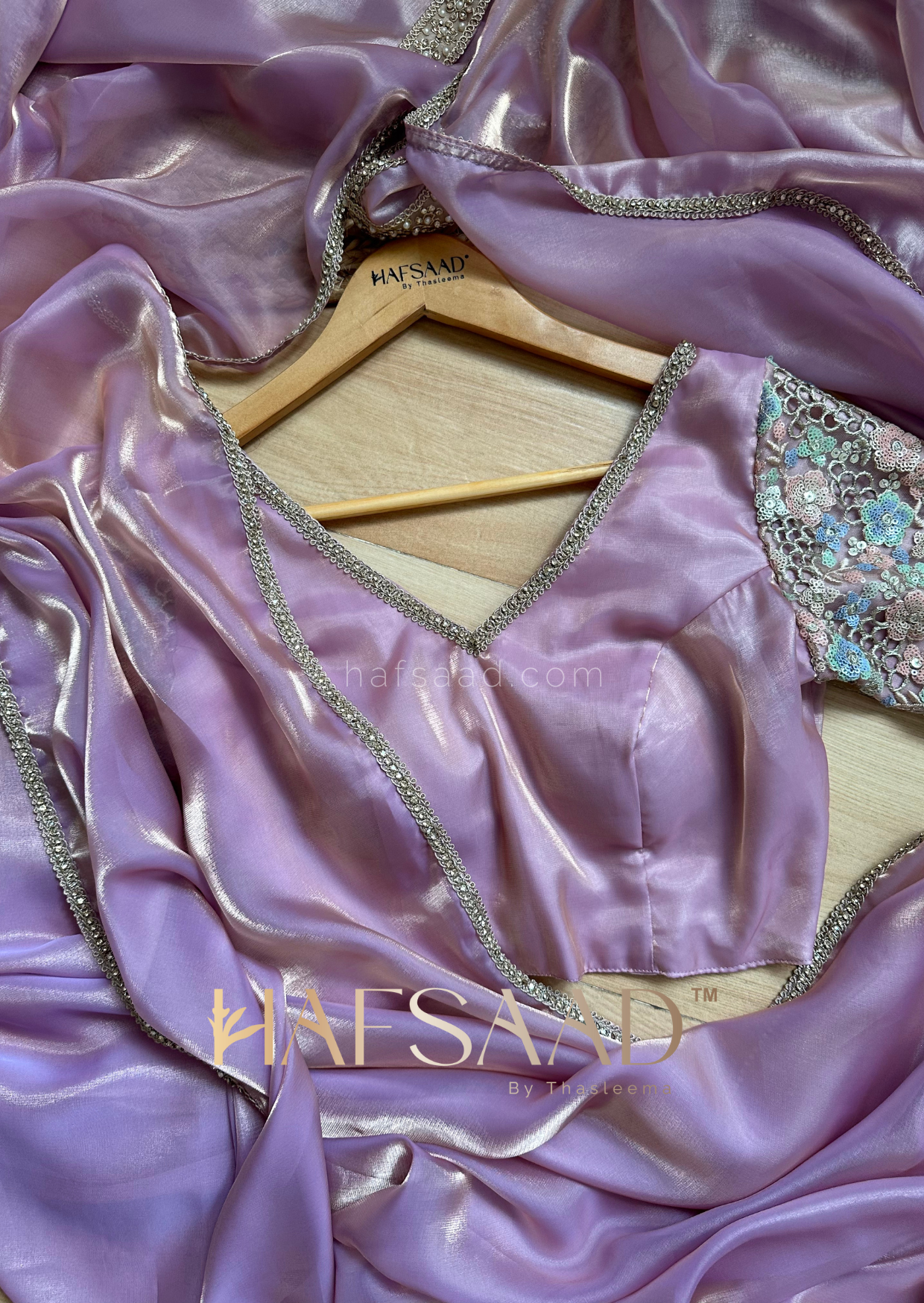 Anastasia- Satin organza saree (Lavender)