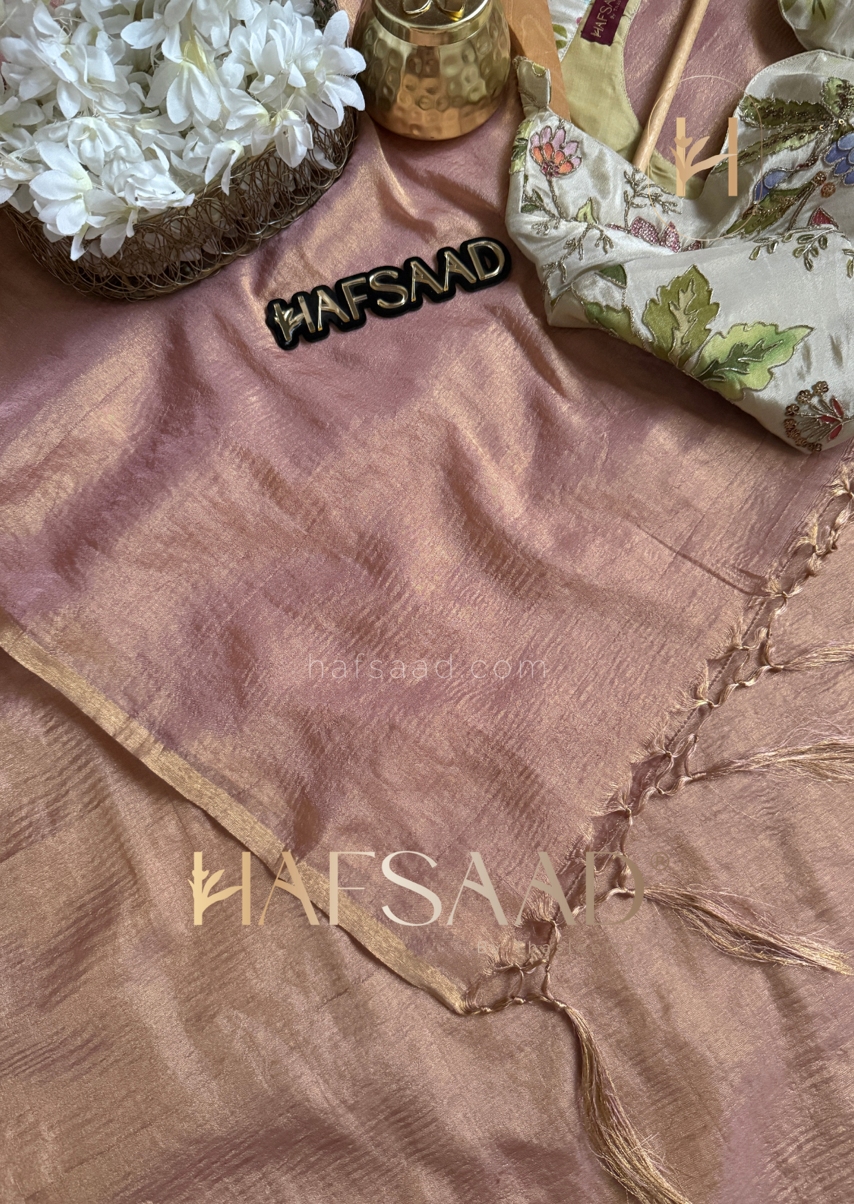 Yara - Soft semi tissue saree (Pink)