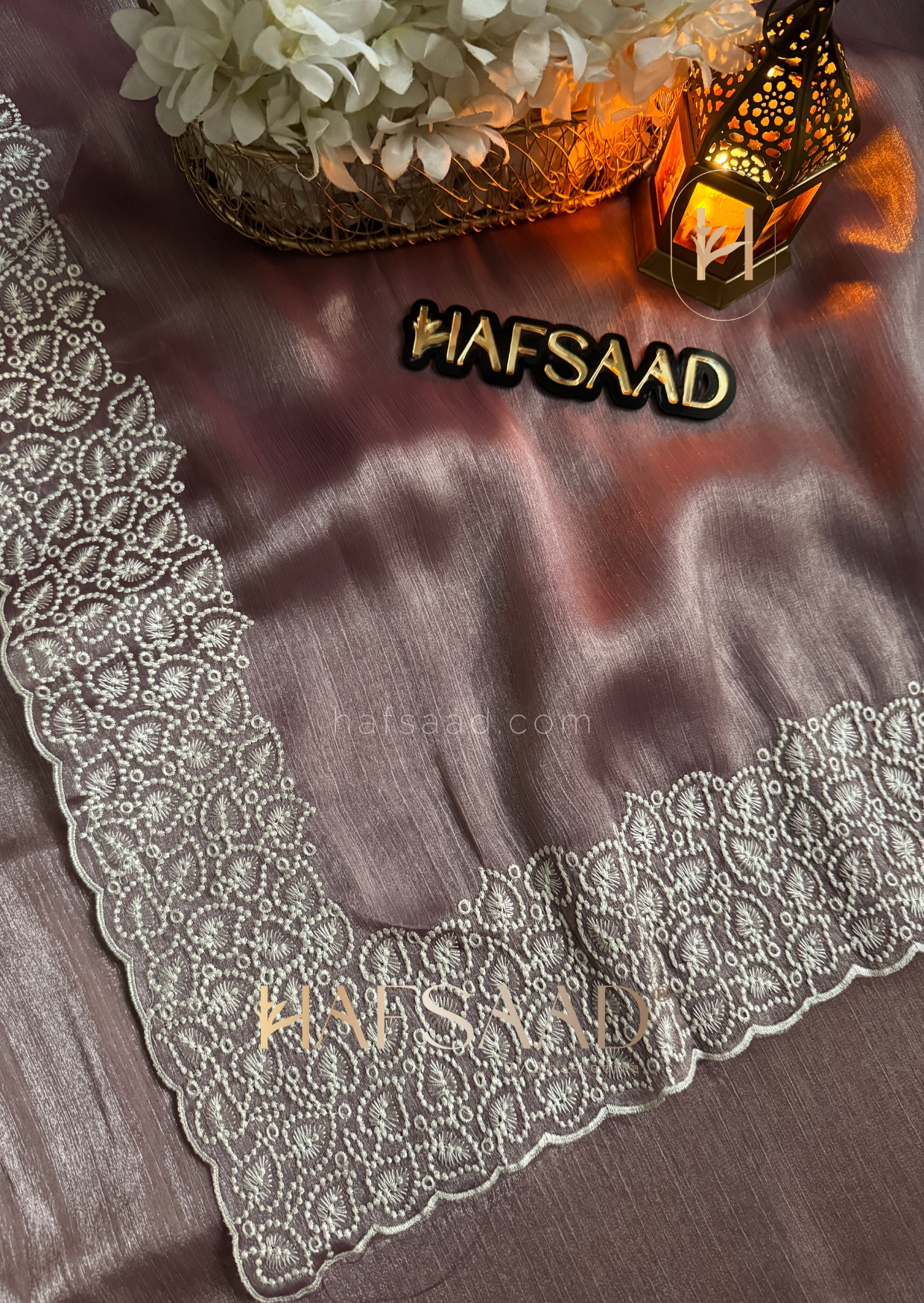 Shalin- crushed satin organza saree (Lavender)