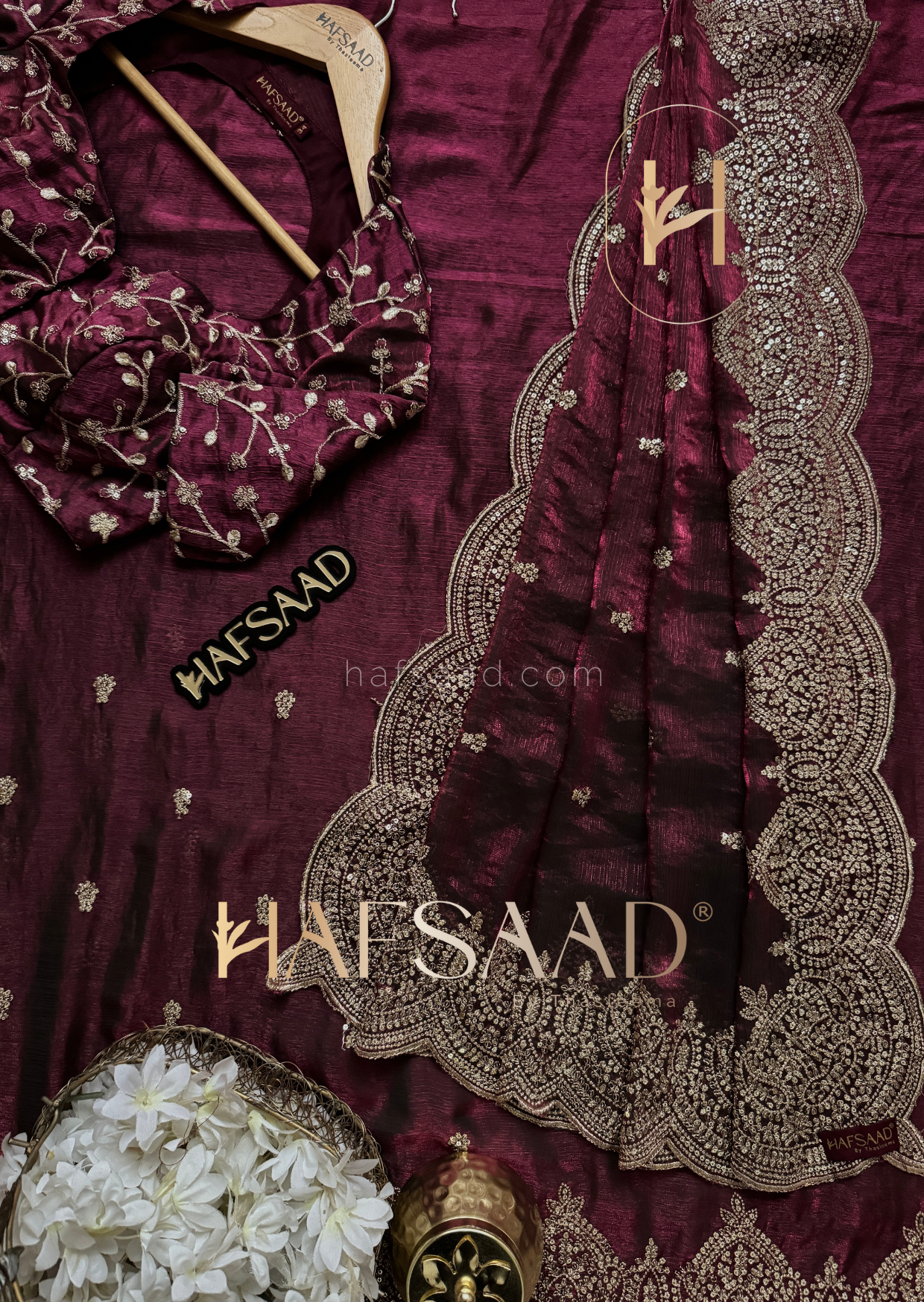 Marzoo - Fendy chiffon saree (Wine)