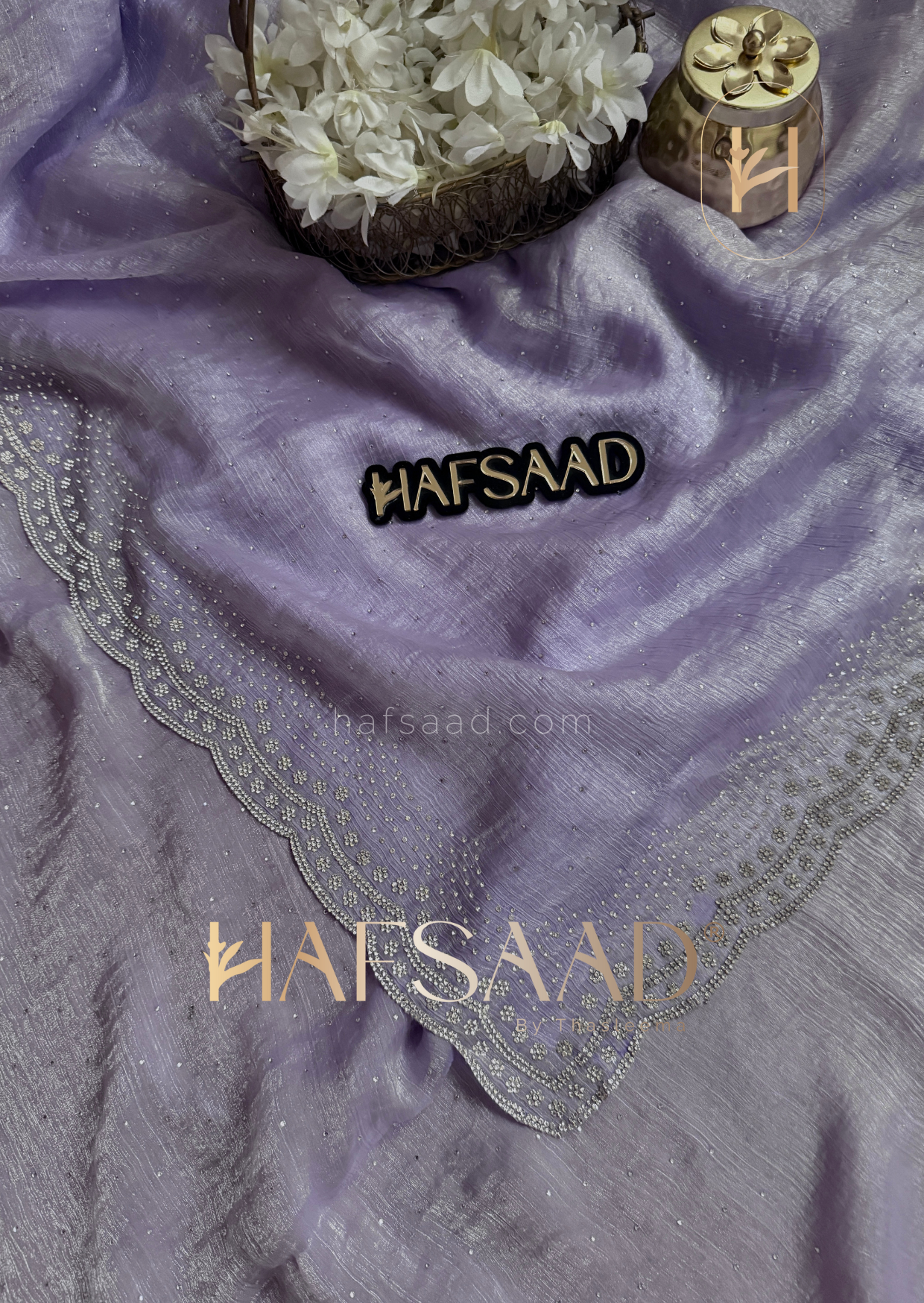Glisten - Designer chiffon saree (Lavender)