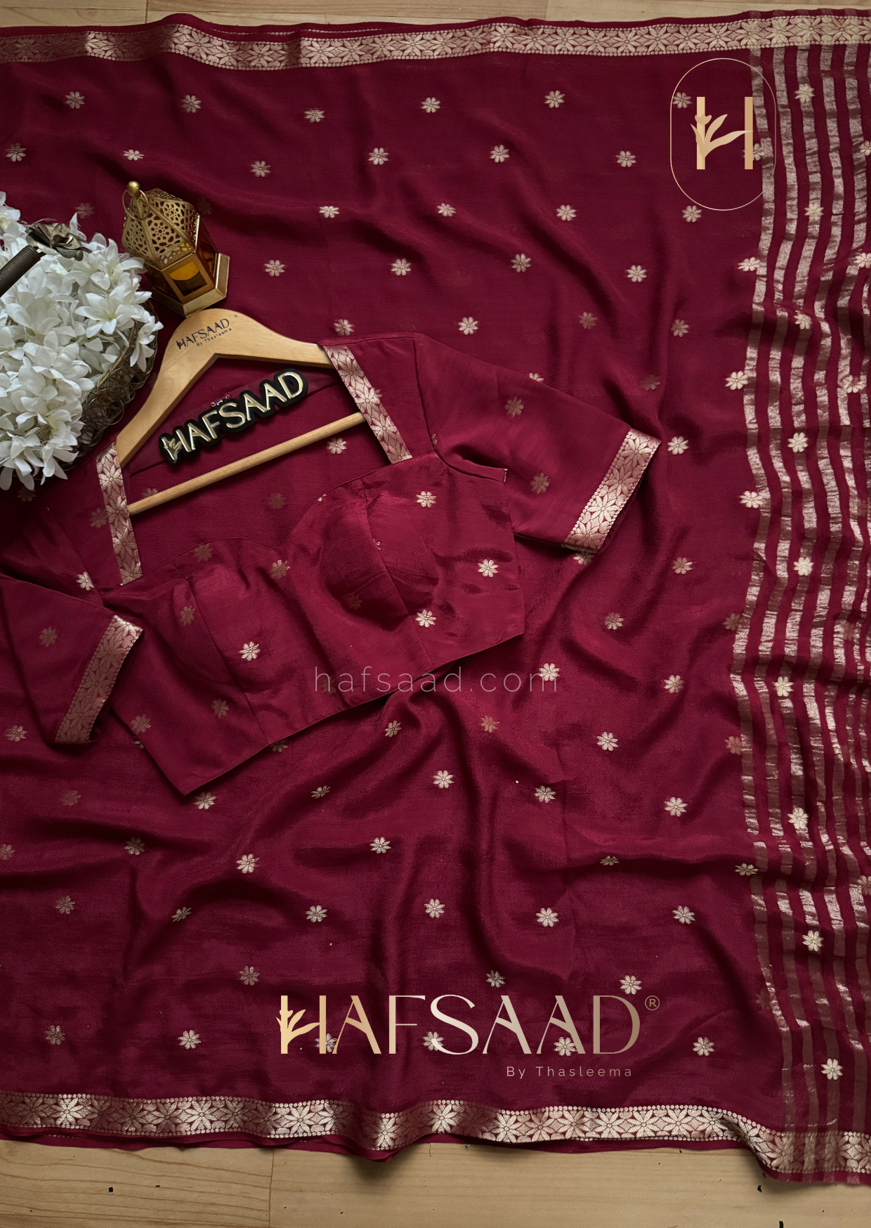 Ahalya - Pure chinnon saree (Crimson)