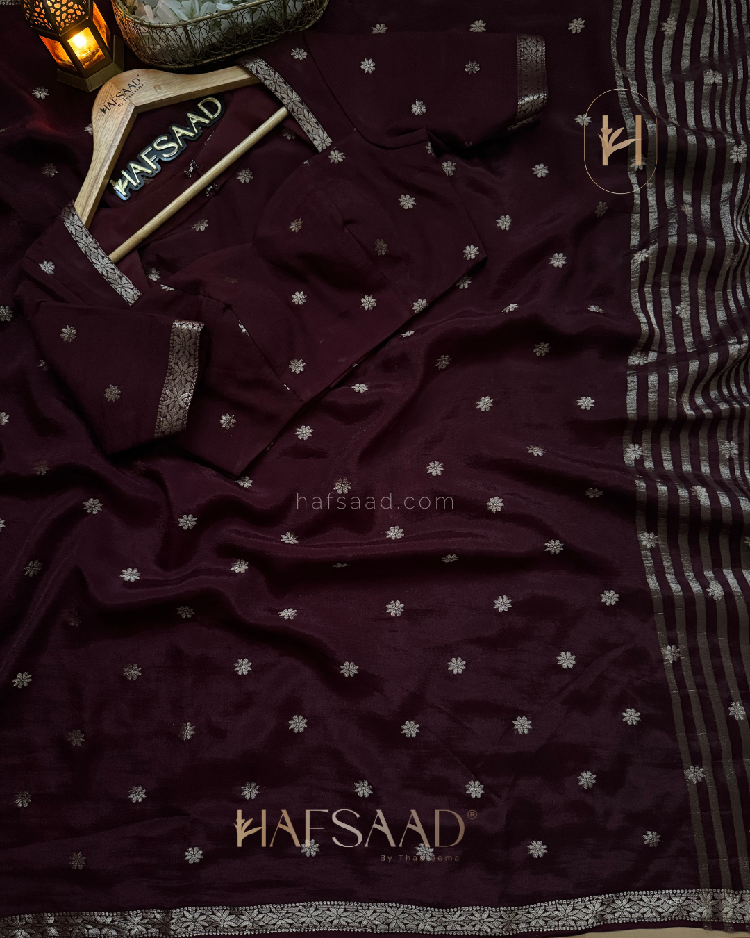 Ahalya - Pure chinnon saree (Plum)
