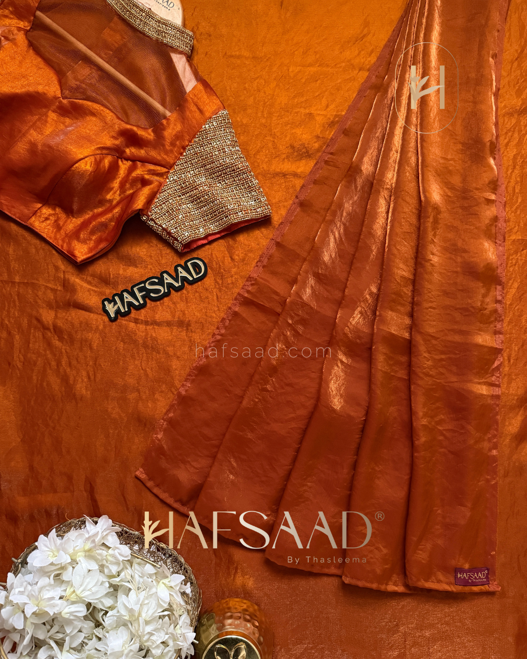 Tara - Artisanal handwork saree (Burnt orange)