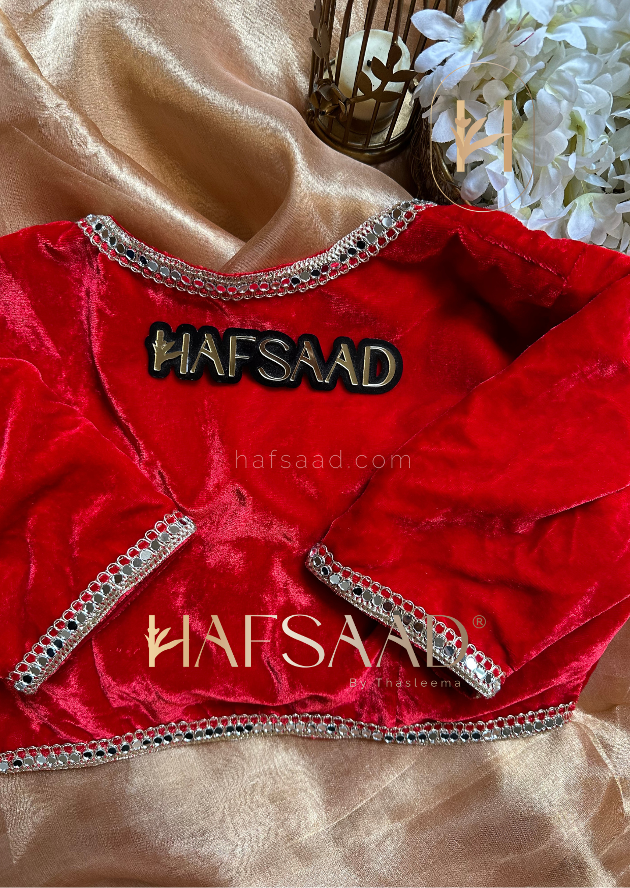 Jaan- Custom velvet blouse (Red)