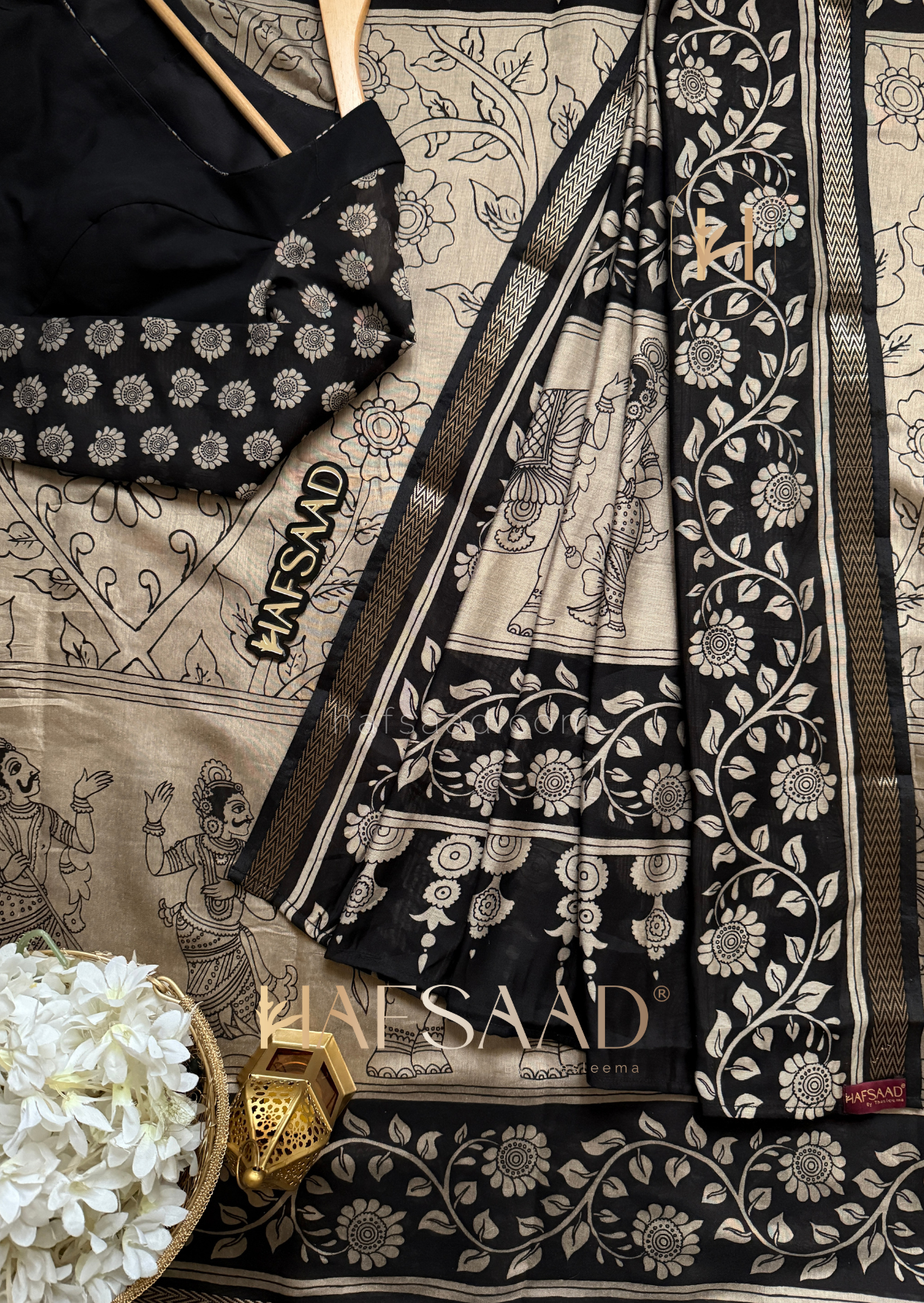 Monisha - Premium silk cotton saree (Black)