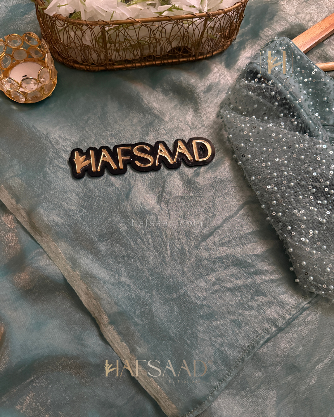 Sophie - Designer saree (Aqua Blue)