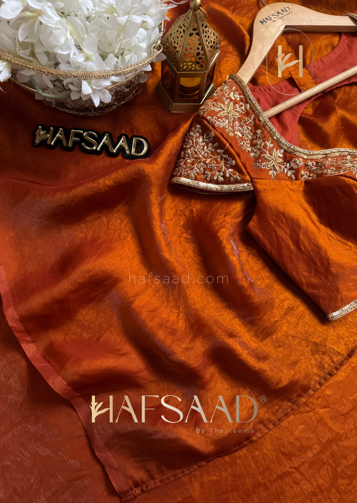 Rouge - Artisanal handwork saree (Burnt orange)