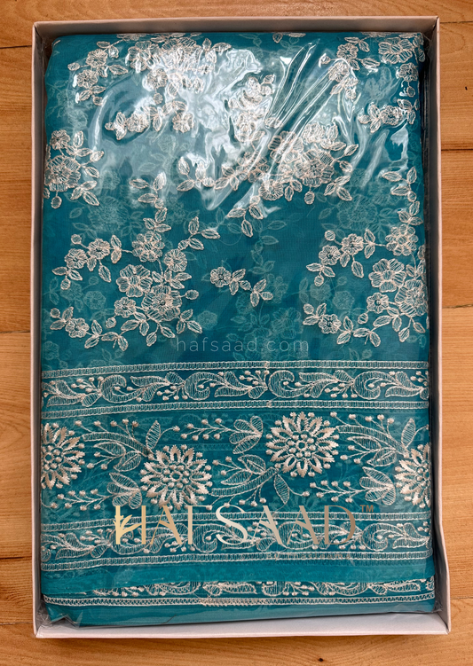 Saloni- Pure organza silk saree (Blue)