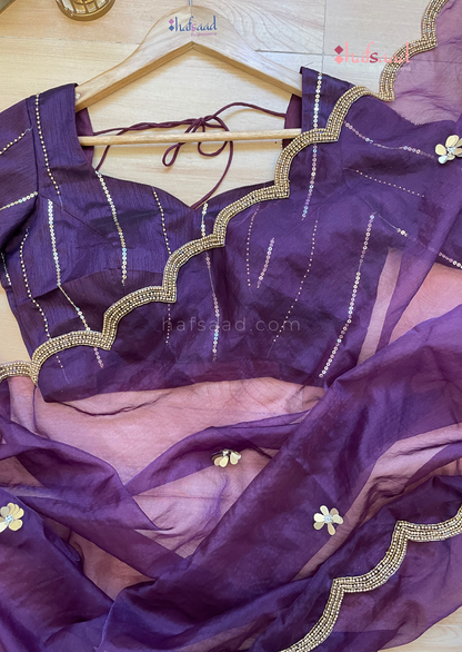 IRIS- Pure handwork organza (Purple sangria)