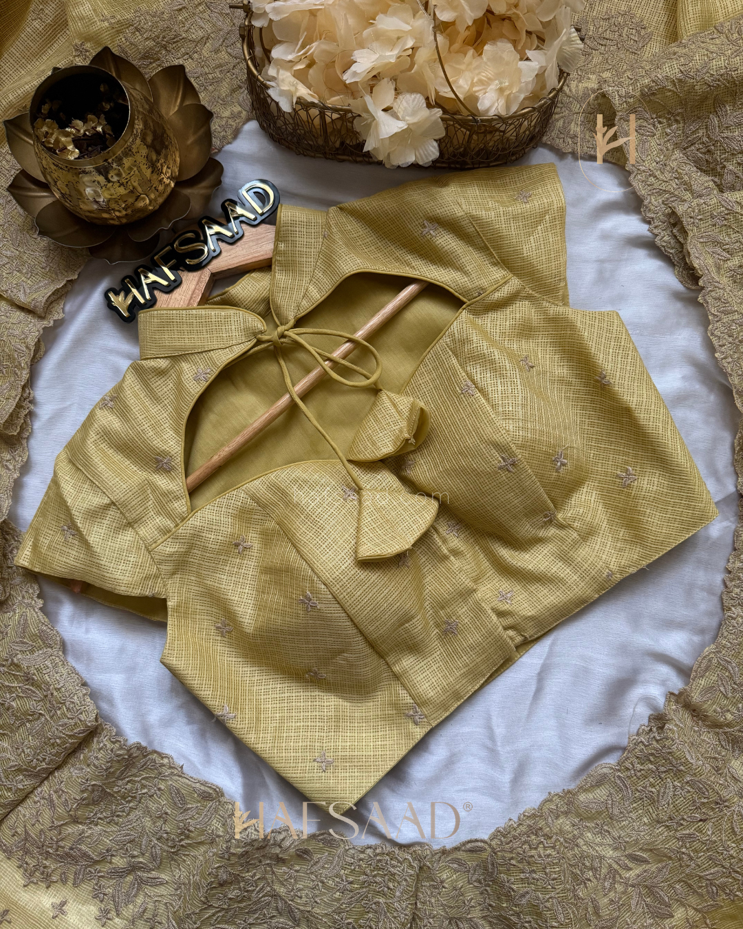 Rifka- Embroidered Saree (Yellow)