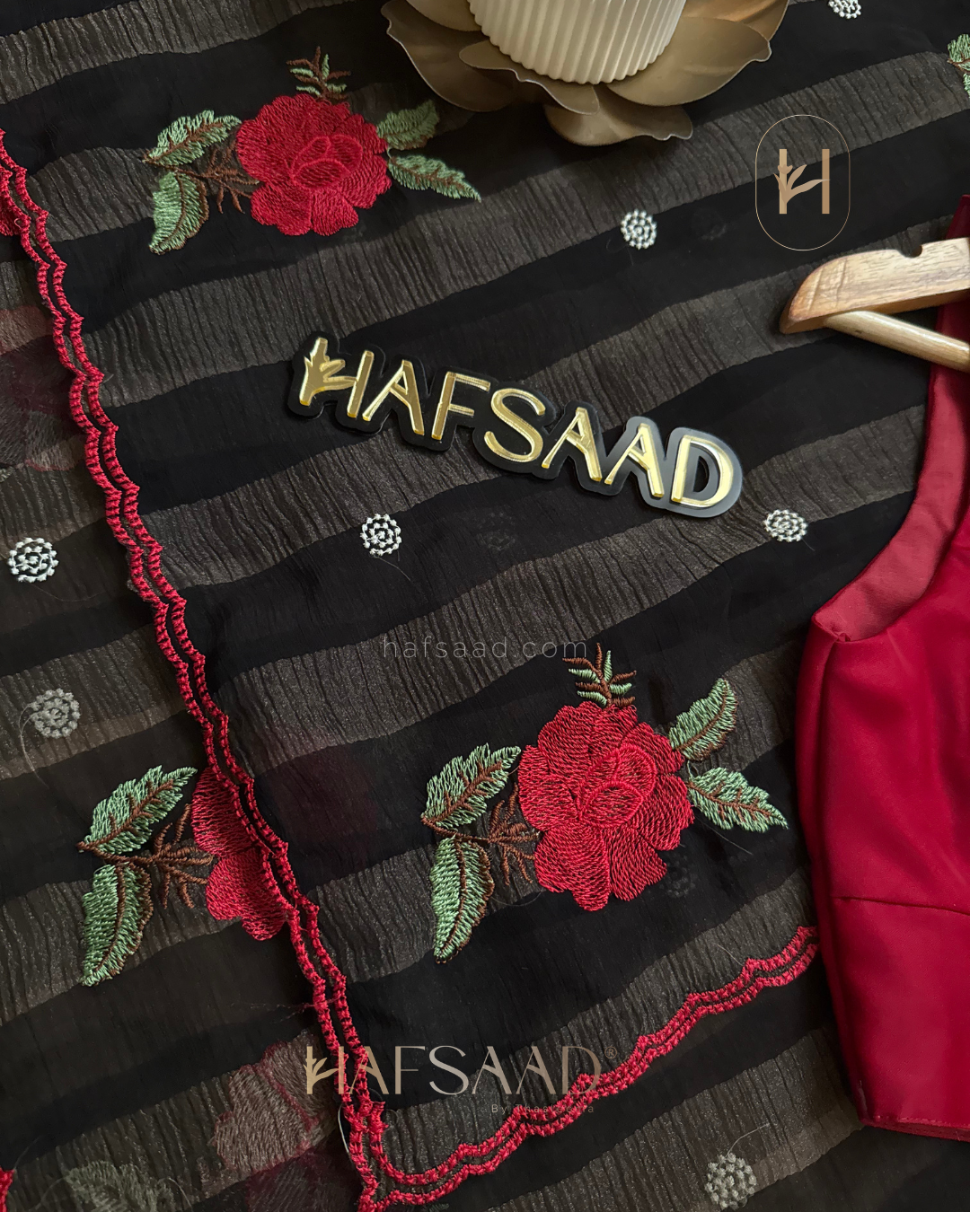 Rosella- Thread Embroidered Saree
