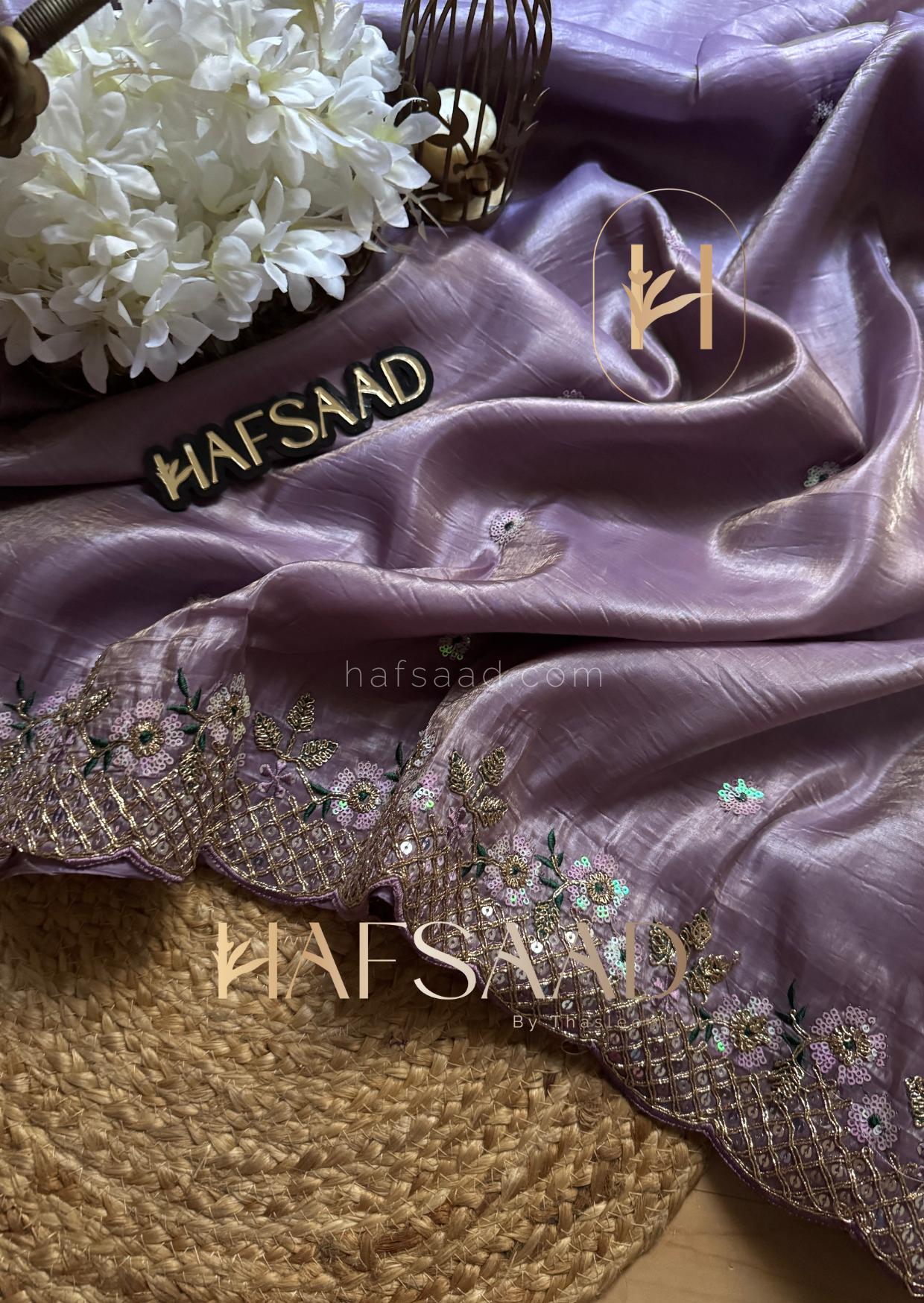 Azri-Textured silk saree (Lavender)