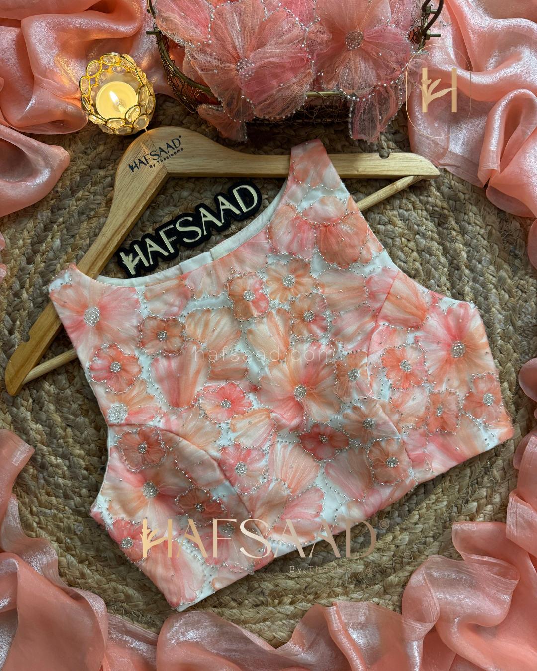 Cassie - Space silk saree (Peach)