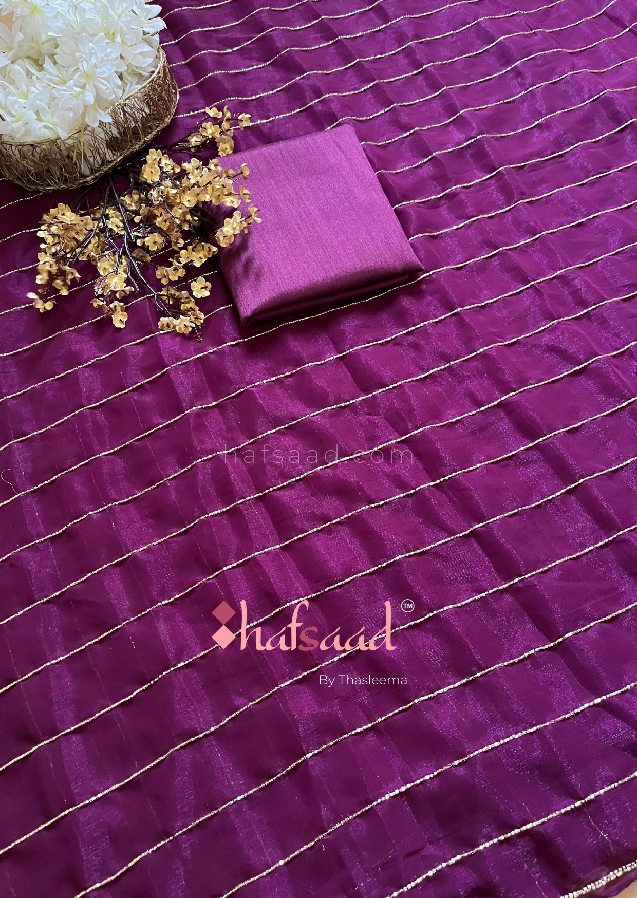 Sahana - Chiffon Handwork Saree [Purple]