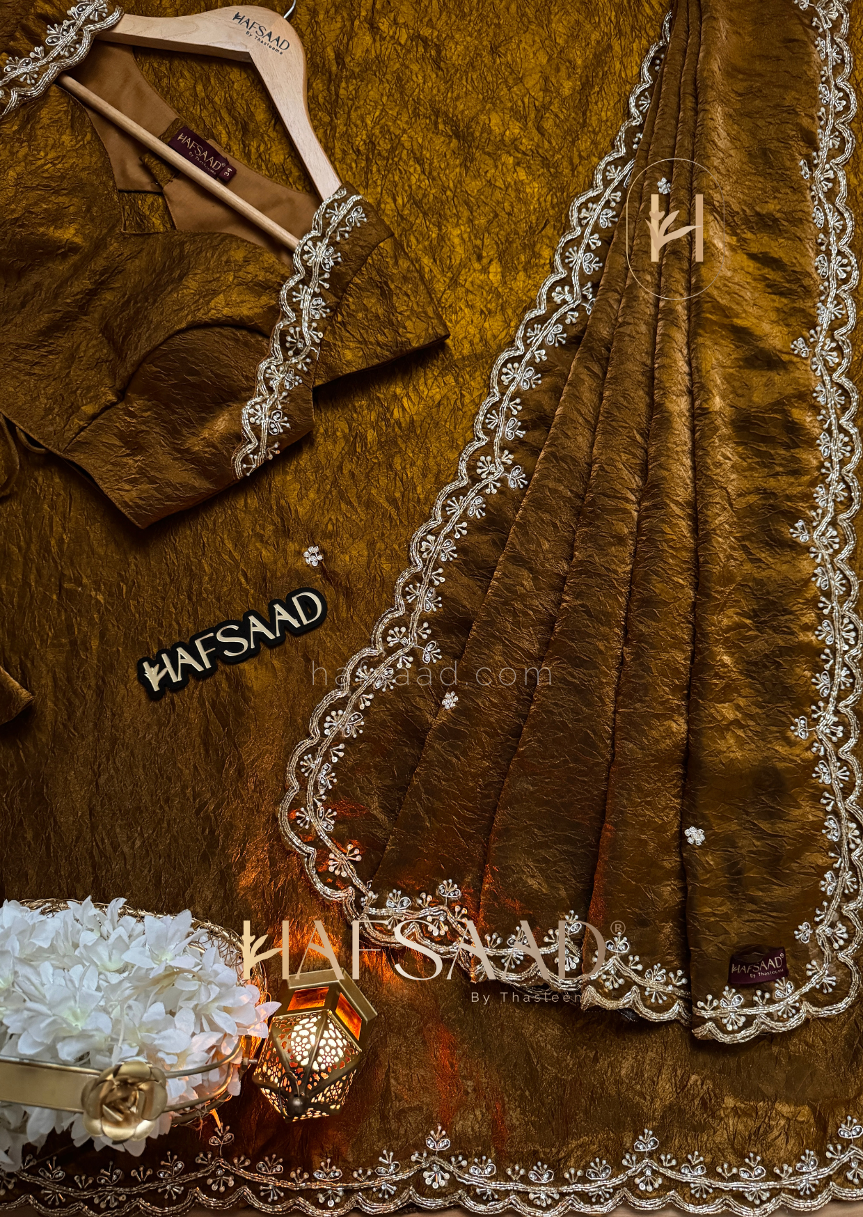 Zarin - Crushed fendy silk saree (Mustard)