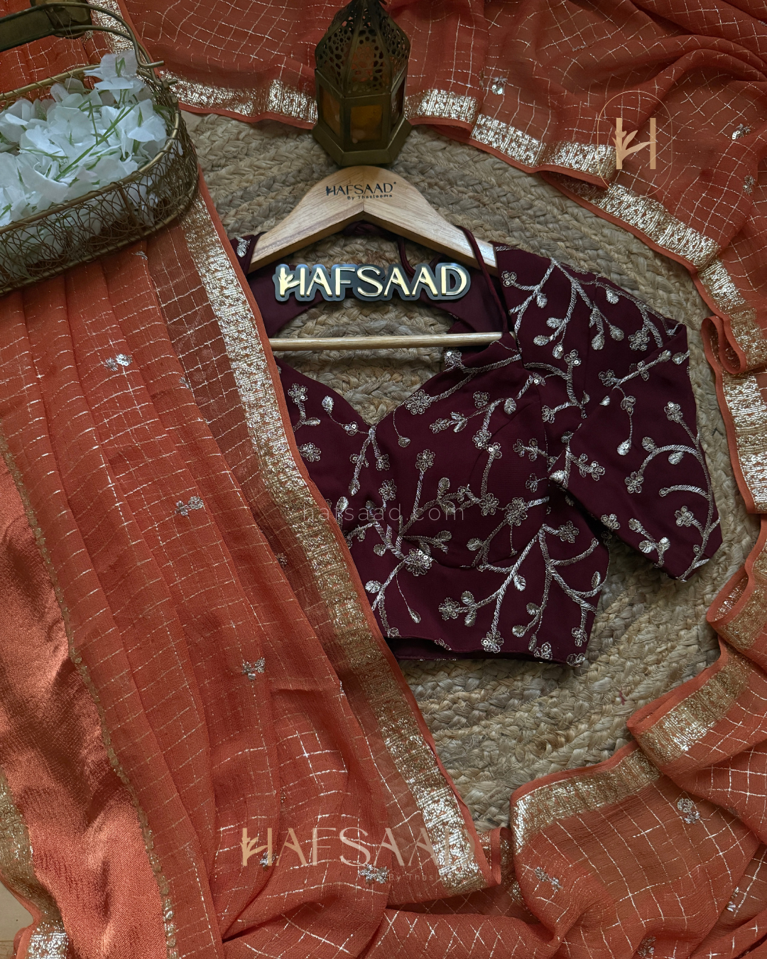 Mathu - Pure viscose saree (Burnt Orange)