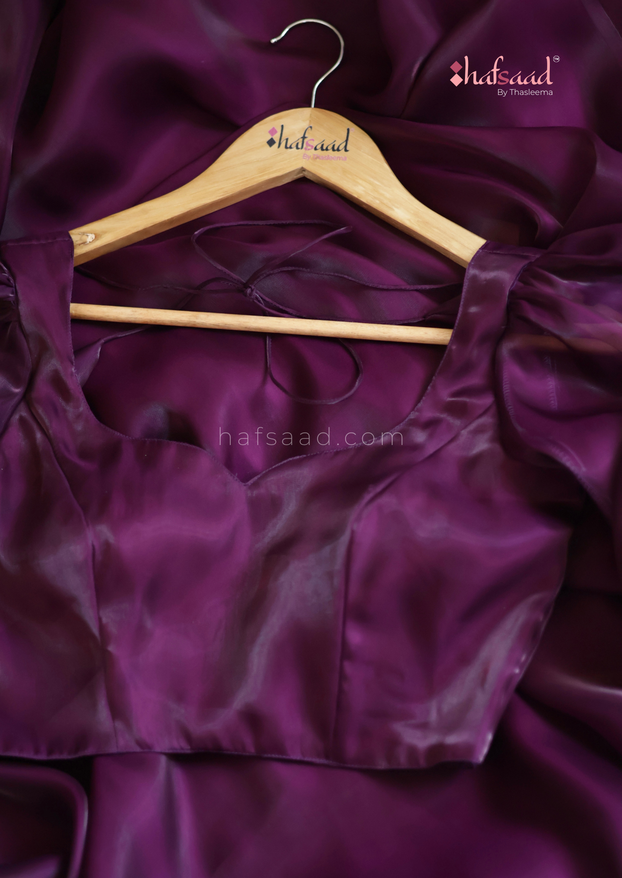 Georgia- Premium satin organza saree (Purple sangria)