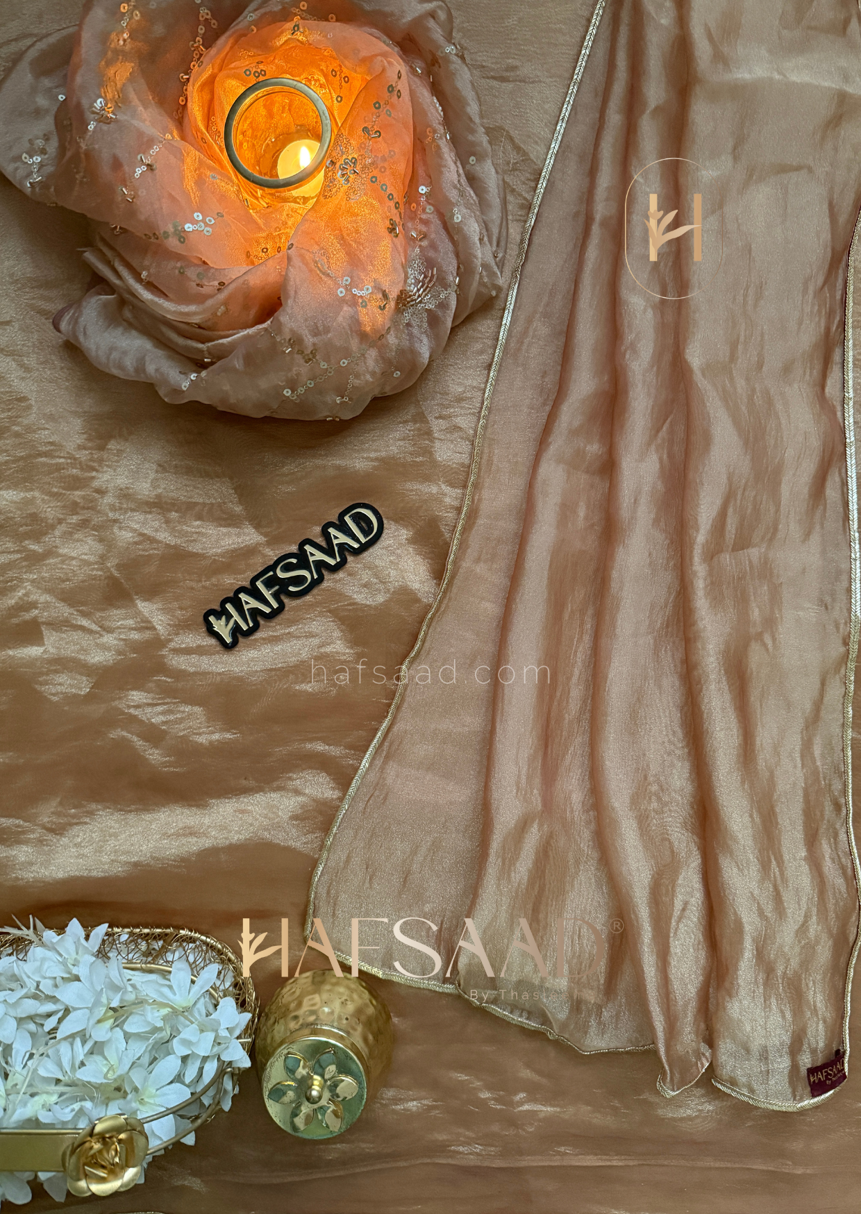 Alia - Soft tissue saree (Peach)