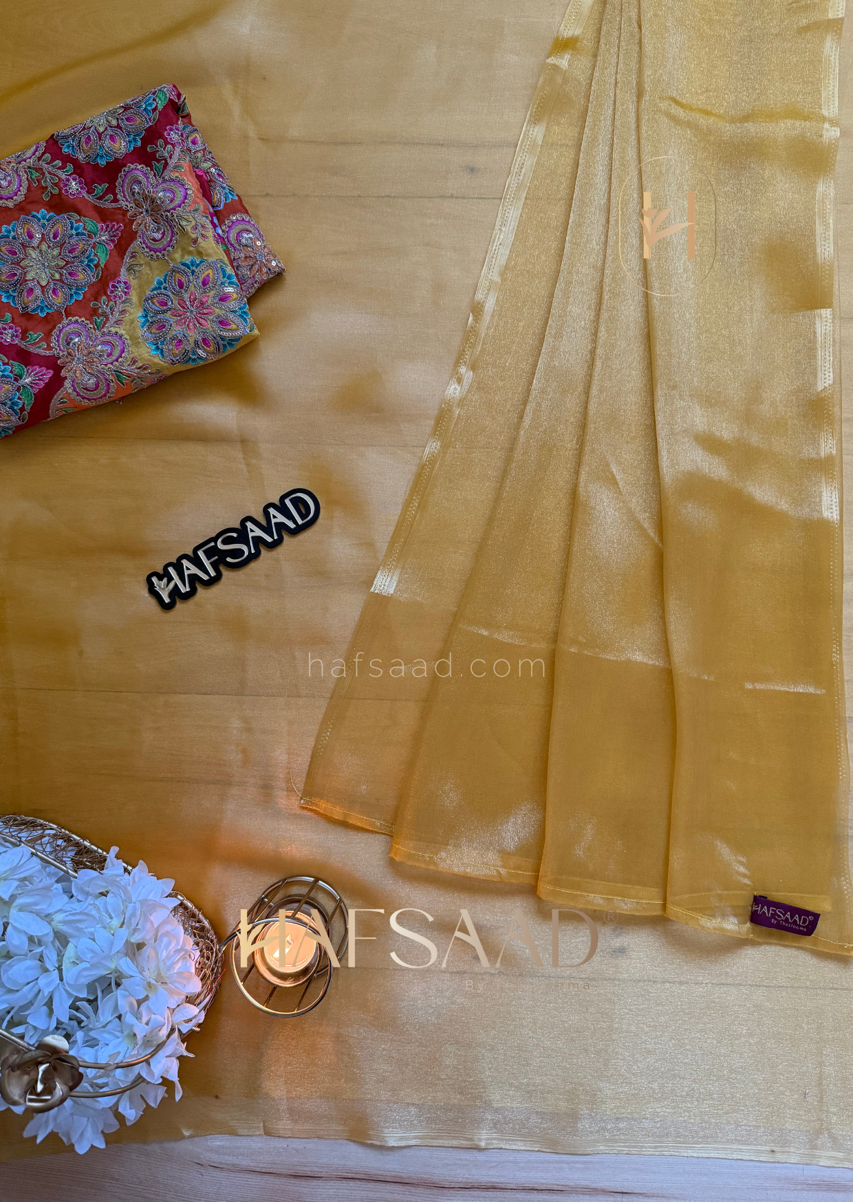 Anya - Soft tissue saree (Yellow)