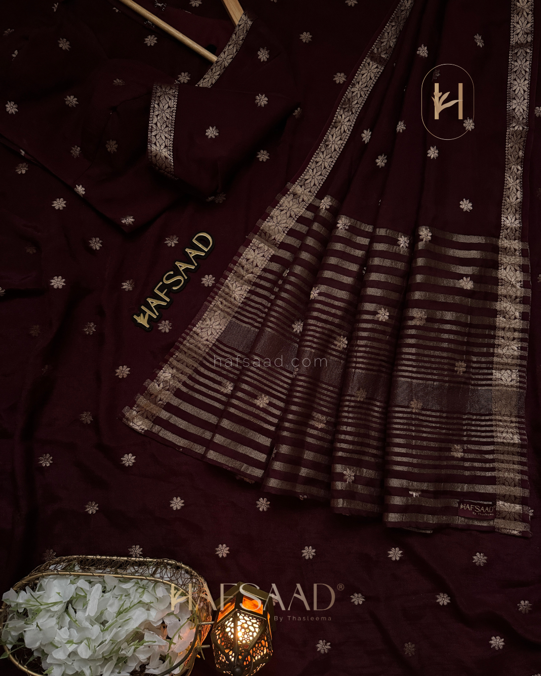 Ahalya - Pure chinnon saree (Plum)