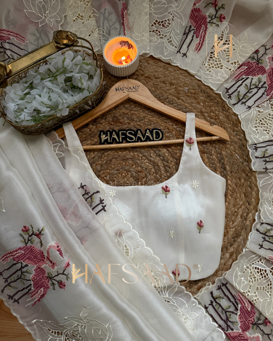 Flamingo - Soft appliqué saree