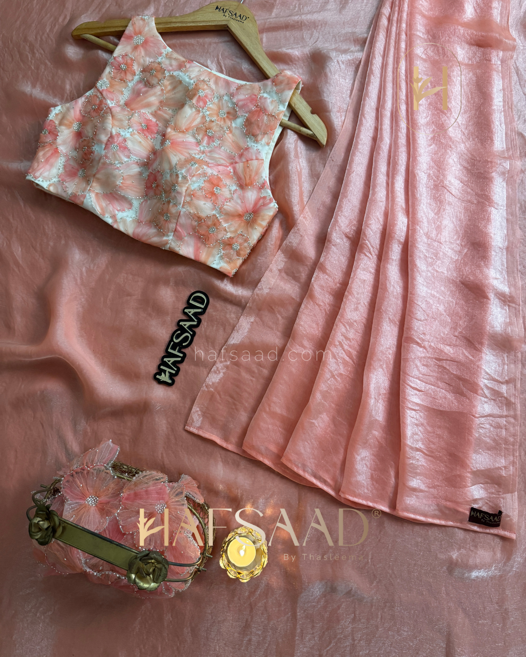 Cassie - Space silk saree (Peach)