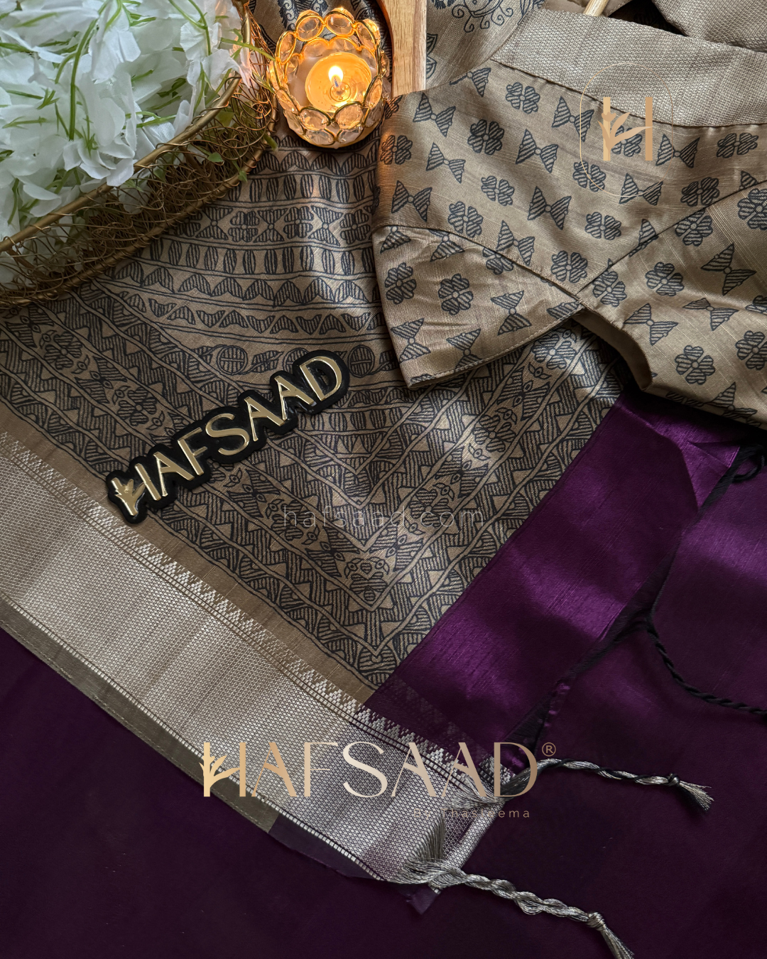 Janu - Soft Tussar silk saree (purple)