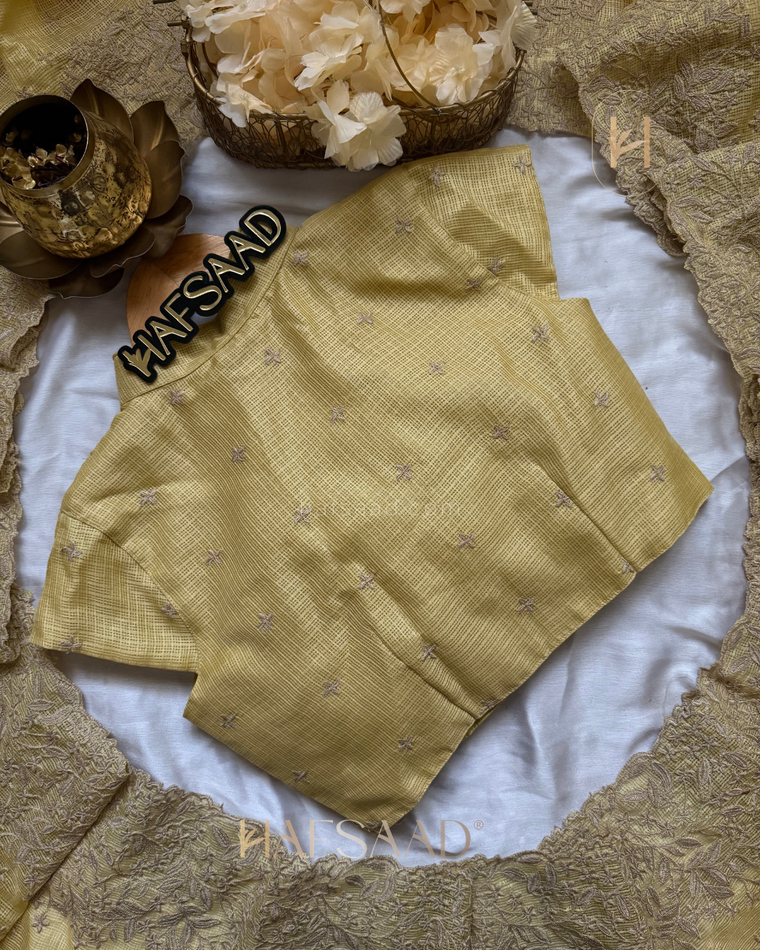 Rifka- Embroidered Saree (Yellow)