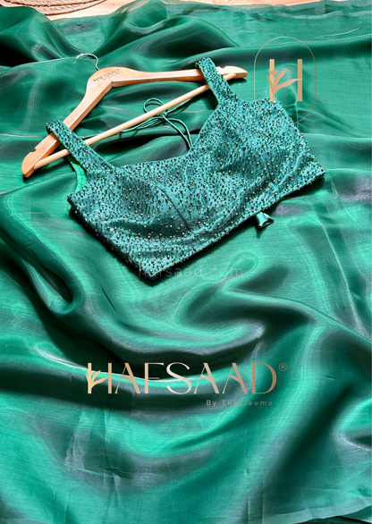 Medusa- Designer couture saree (Bottle Green)