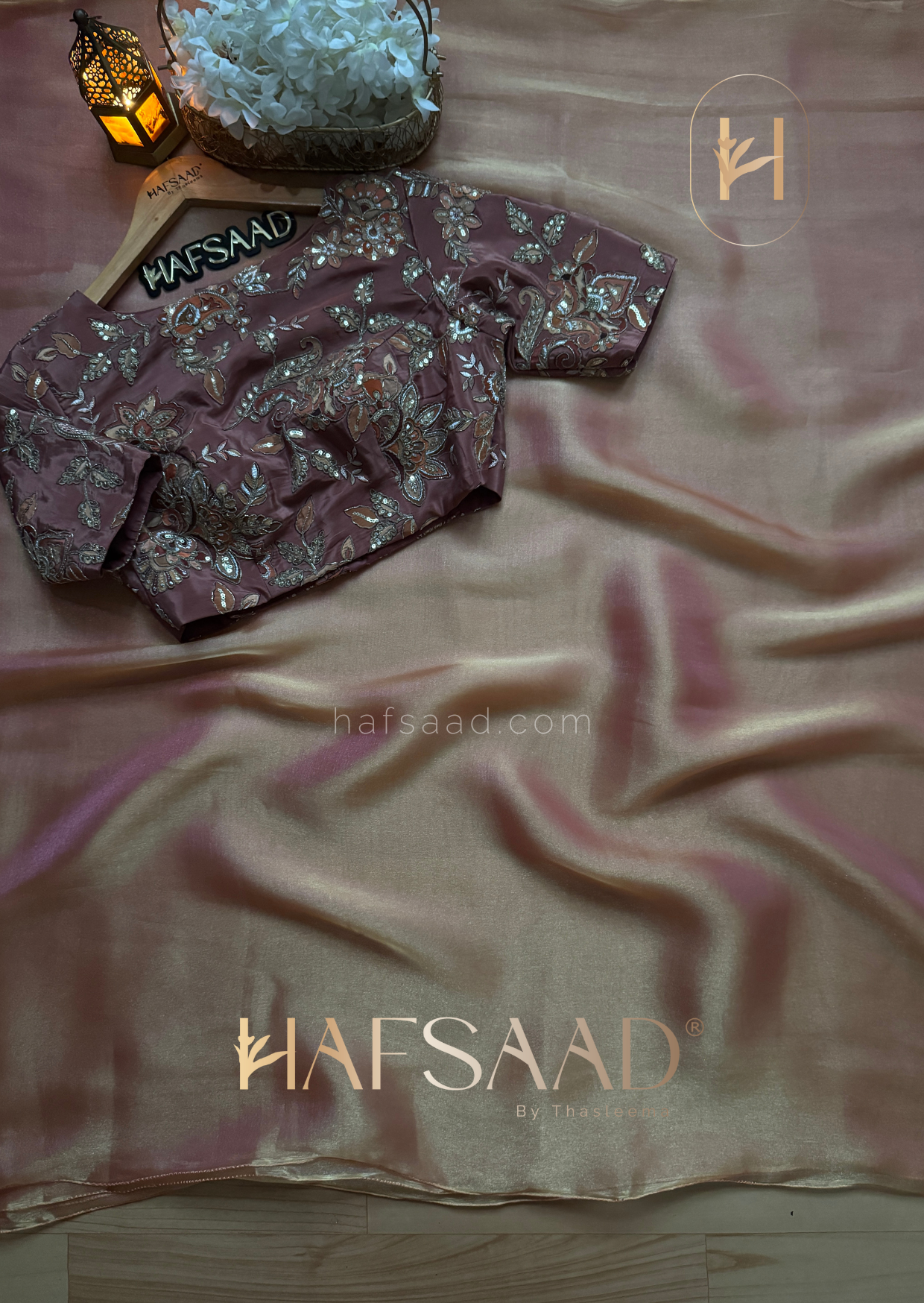 Anya - Soft tissue saree (Ice pink)