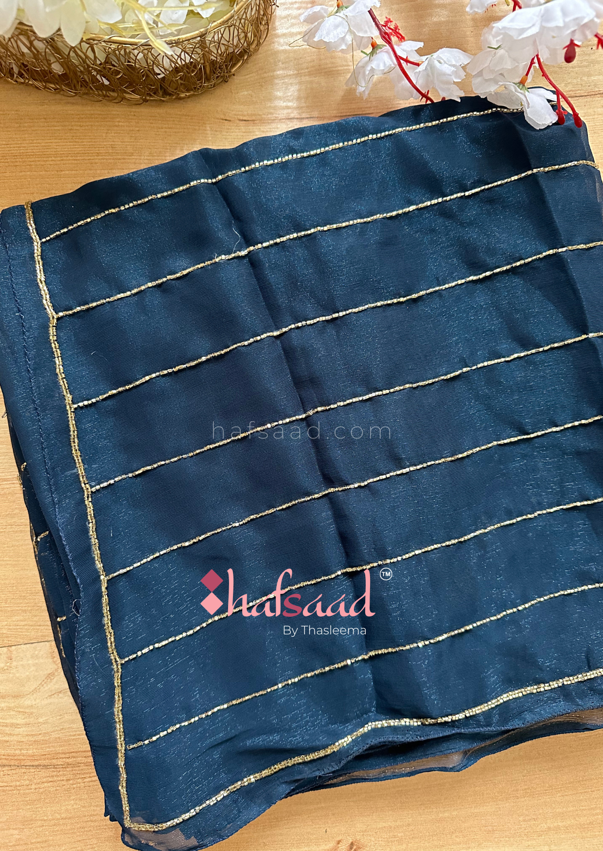 Sahana - Chiffon Handwork Saree [Navy Blue]