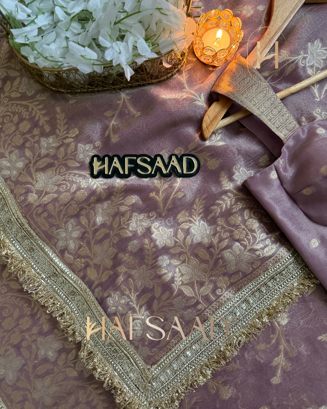 Nisha - Banaras Tissue Silk Saree (Lavender)