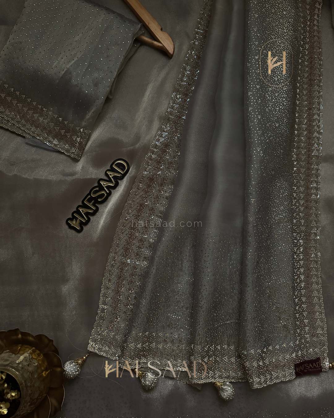 Fidha- Designer saree(pastel grey)