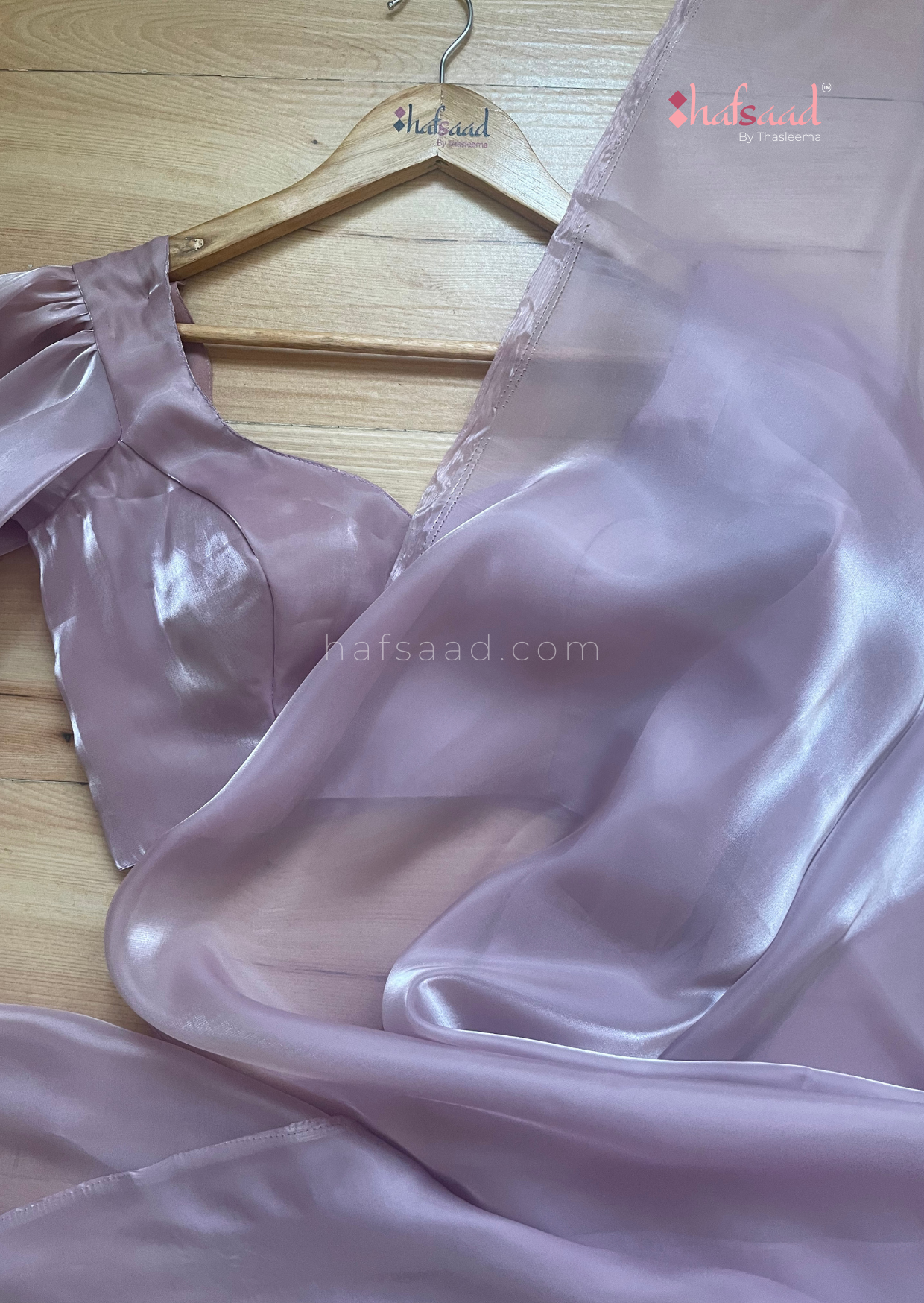 Georgia- Premium satin organza saree (Periwinkle)