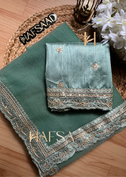 Tanvi - pure viscose georgette saree ( Sage green )