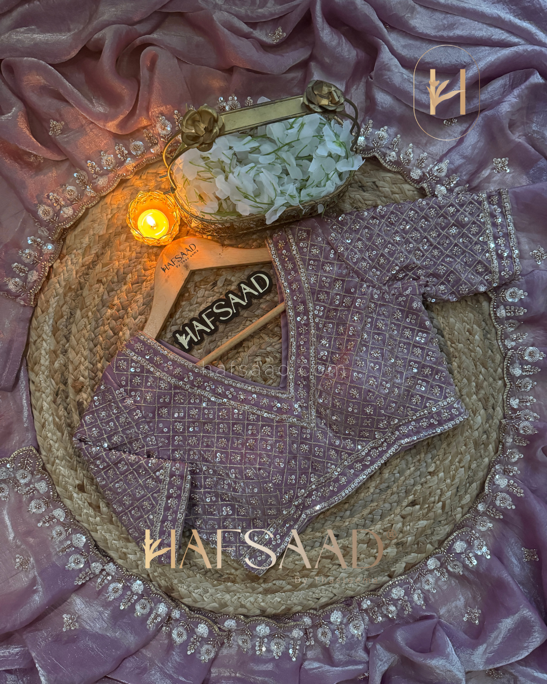 Mirza - Stardust satin saree (lavender)