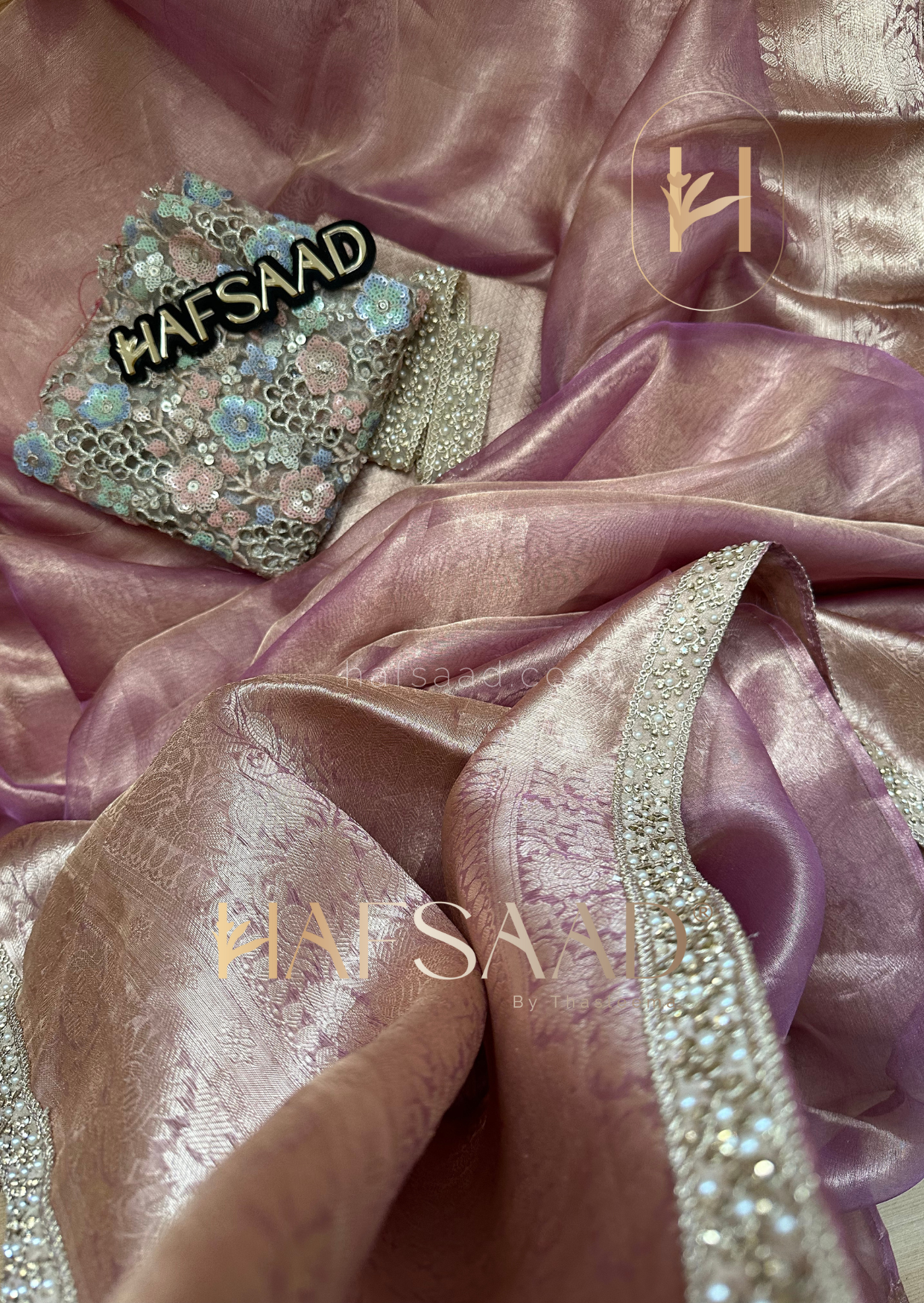 Noor- Pure tissue silk saree (Pastel Lavender)