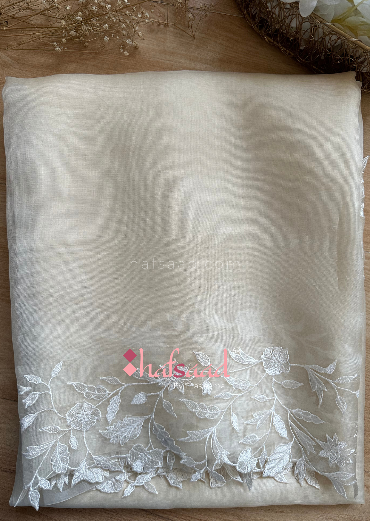 Roop- Pure organza silk saree (Whipped cream)