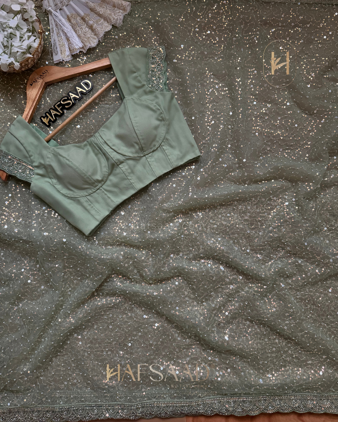 Asifa - Net saree (Pastel Green)