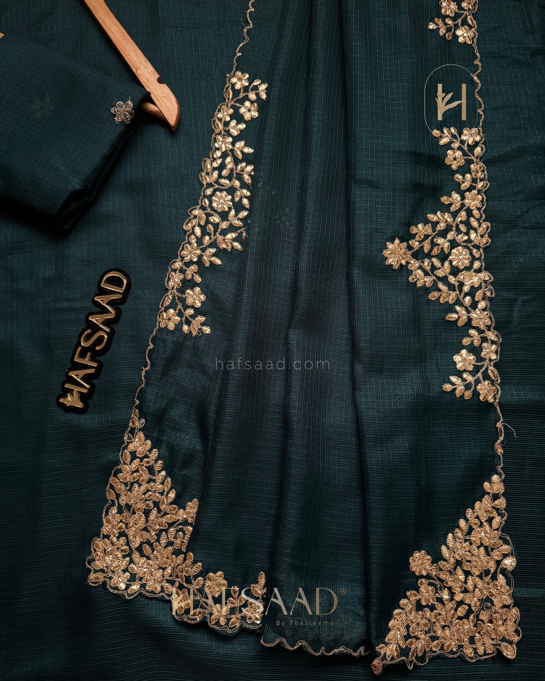 Rubita- Gota Work Saree (Peacock blue)