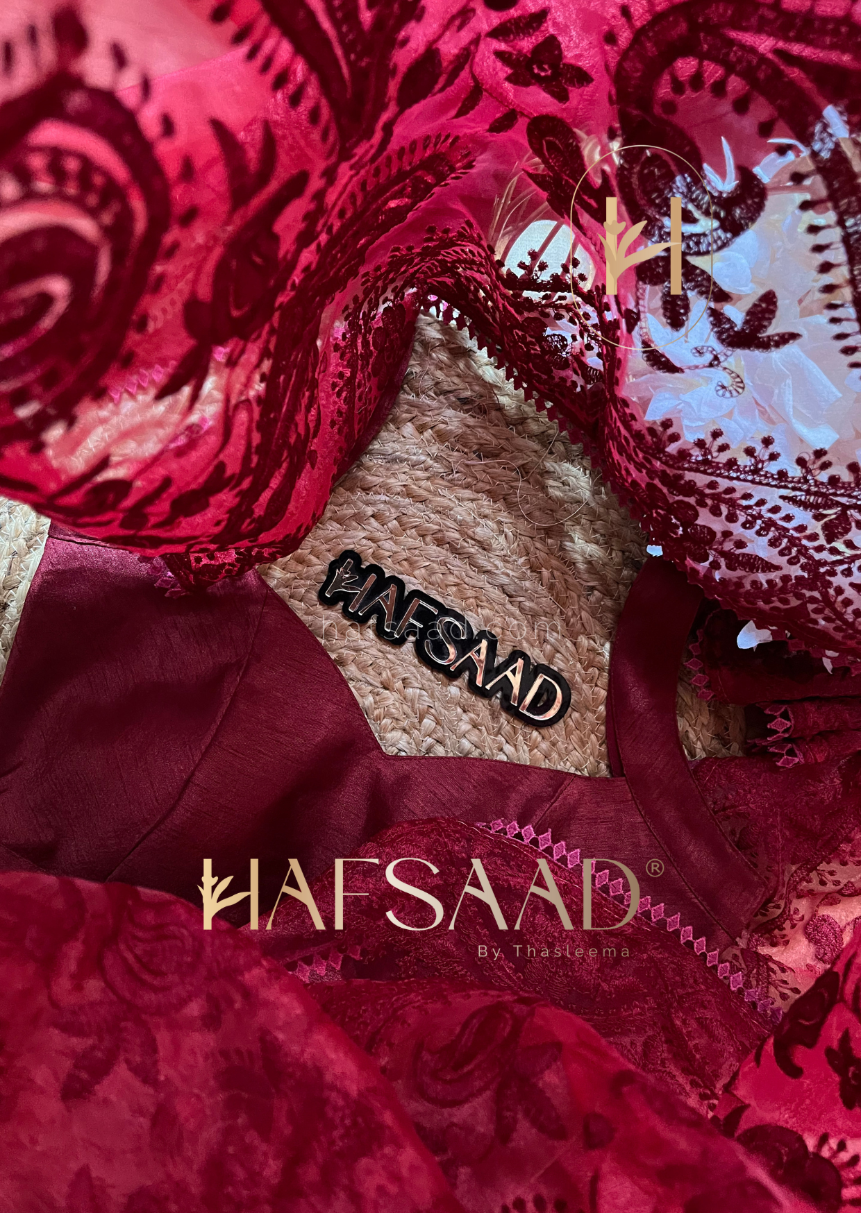 Avni - Chikankari Organza Saree (Maroon)