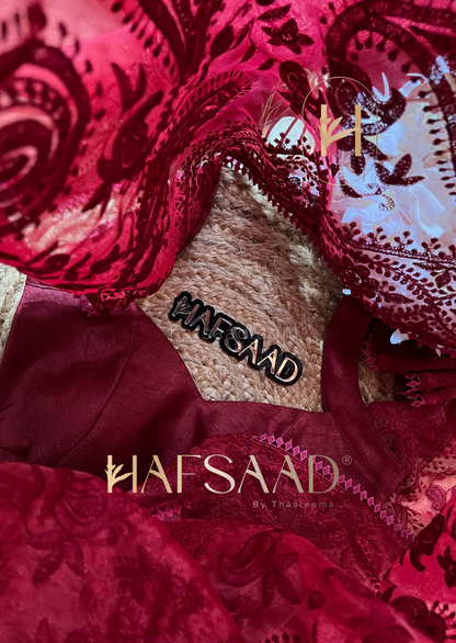 Avni - Chikankari Organza Saree (Maroon)